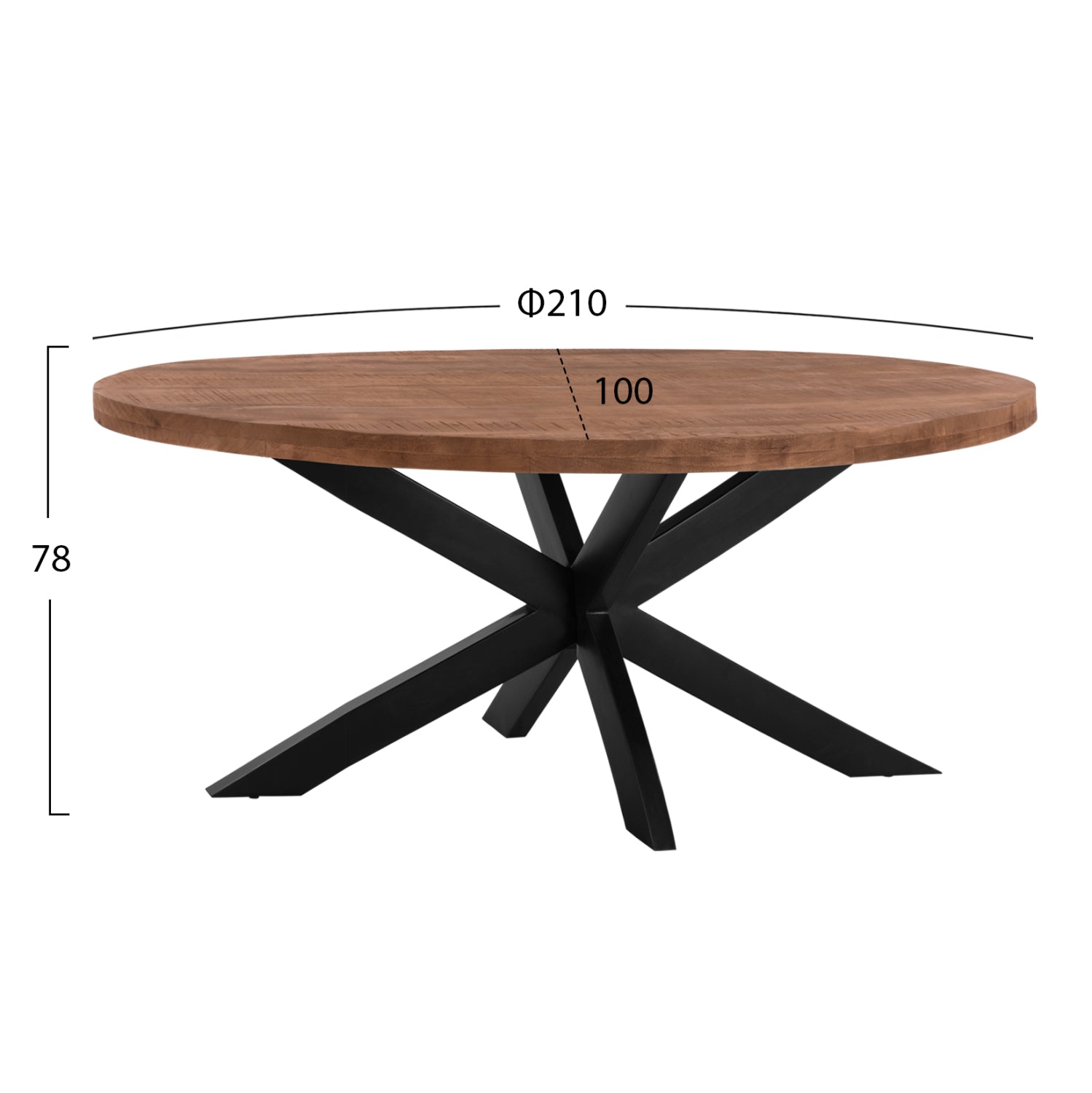 ΤΡΑΠΕΖΙ LEVINHO HM8483.11 OVAL 6εκ. ΠΑΧΟΣ ΑΠΟ ΜΑΣΙΦ ΞΥΛΟ MANGO 210x100x78Υ εκ. - Pakobazaar