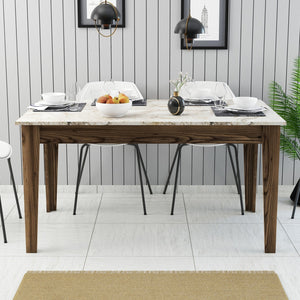 ΤΡΑΠΕΖΙ STANDARD HM9507.03 ΜΕΛΑΜΙΝΗ ΚΑΡΥΔΙ-ΛΕΥΚΟ ΜΑΡΜΑΡΟ ΜΕ ΑΠΟΘ.ΧΩΡΟ 145x88x75Yεκ. - Pakobazaar