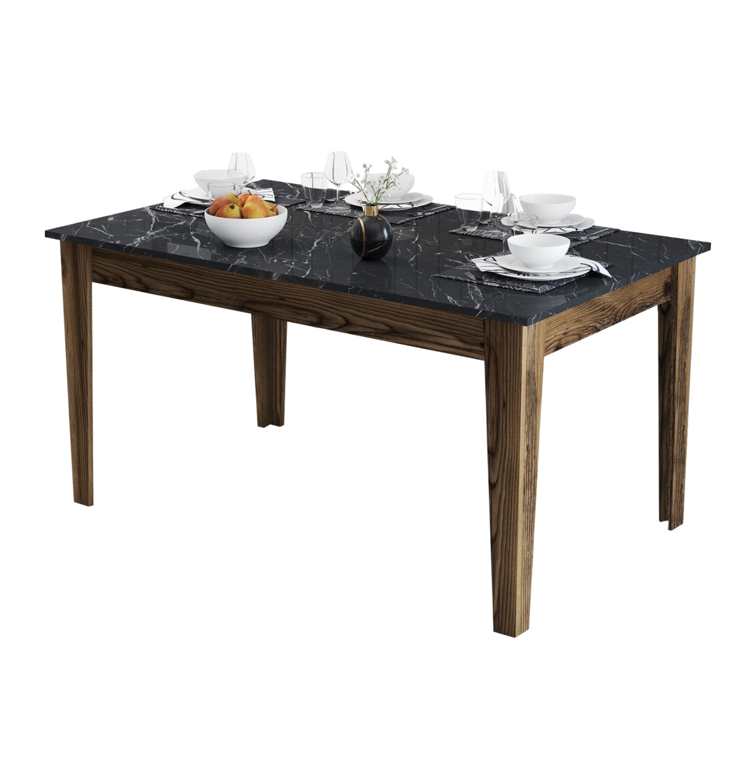 ΤΡΑΠΕΖΙ STANDARD HM9507.05 ΜΕΛΑΜΙΝΗ ΚΑΡΥΔΙ-ΜΑΥΡΟ ΜΑΡΜΑΡΟ ΜΕ ΑΠΟΘ.ΧΩΡΟ 145x88x75Yεκ. - Pakobazaar