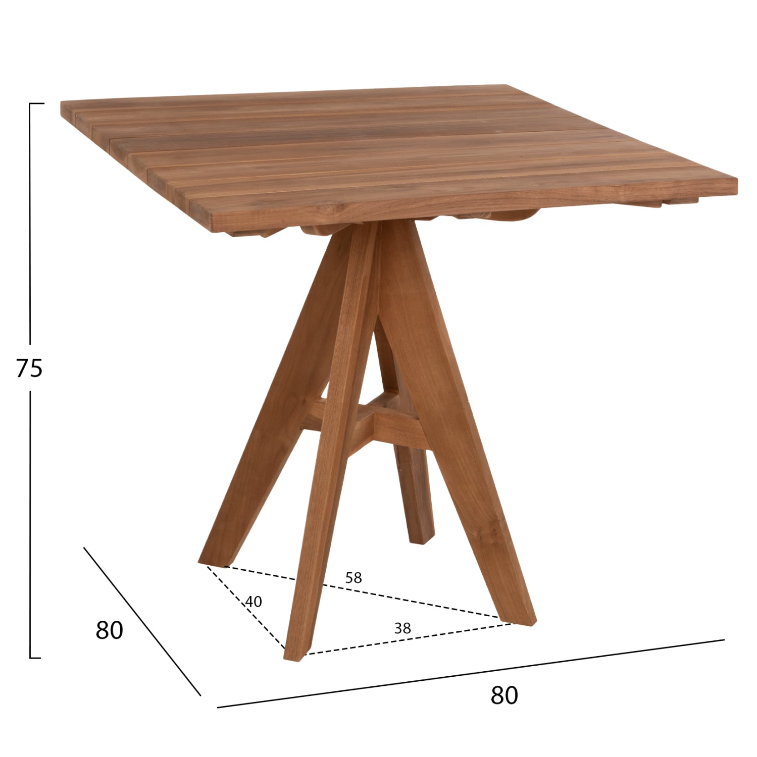 ΤΡΑΠΕΖΙ LEO HM9622.11 ΤΕΤΡΑΓΩΝΟ ΜΑΣΙΦ ΞΥΛΟ ΤΕΑΚ 80X80x75Υεκ. - Pakobazaar