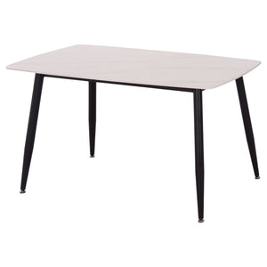 ΤΡΑΠΕΖΙ RAVEN HM9854.01 ΚΕΡΑΜΙΚΟ TOP ΜΑΤ ΛΕΥΚΟ ΜΑΡΜΑΡΟ-ΜΑΥΡΟ ΜΕΤΑΛΛΟ 120x70x73Υεκ. - Pakobazaar
