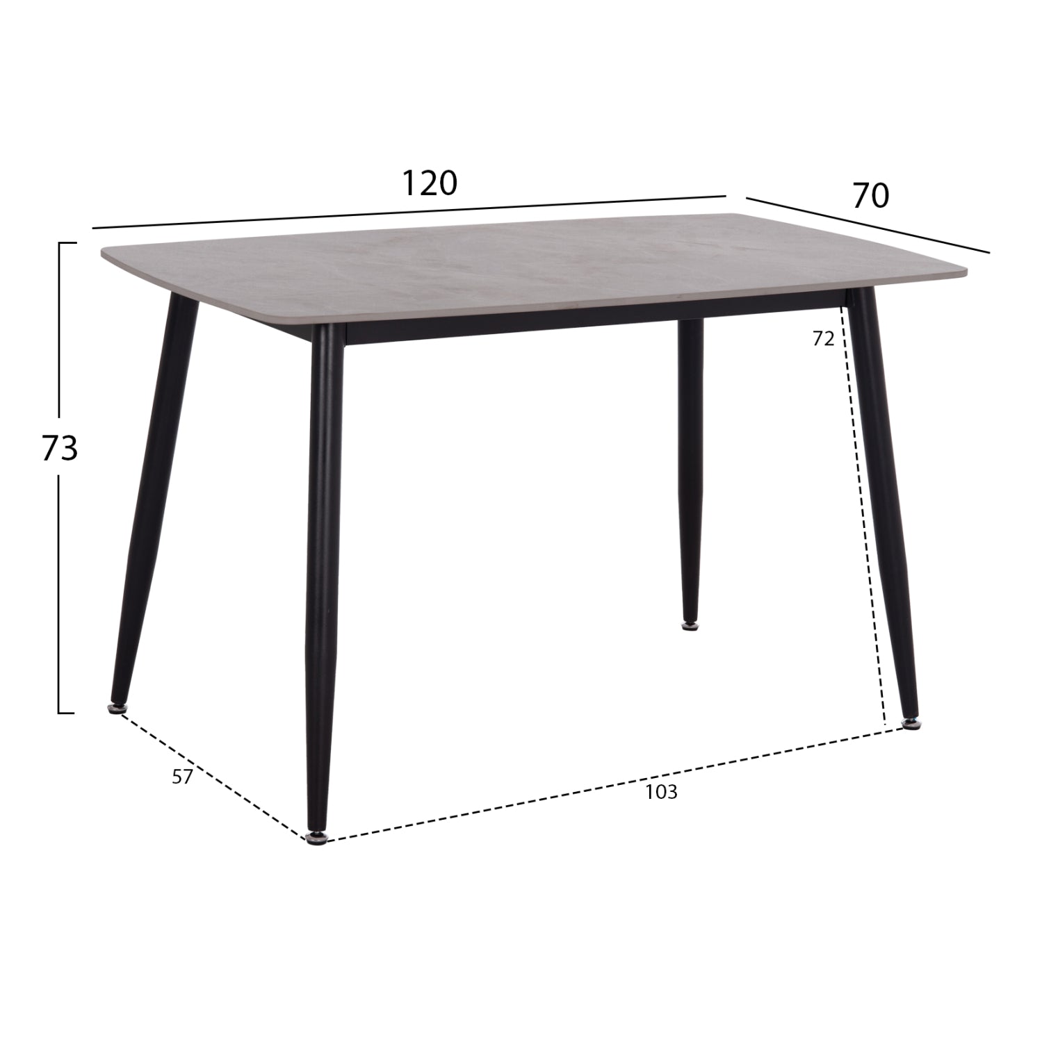 ΤΡΑΠΕΖΙ RAVEN HM9854.13 ΚΕΡΑΜΙΚΟ TOP ΓΚΡΙ ΜΑΡΜΑΡΟ-ΜΑΥΡΟ ΜΕΤΑΛΛΟ 120x70x73Υεκ. - Pakobazaar