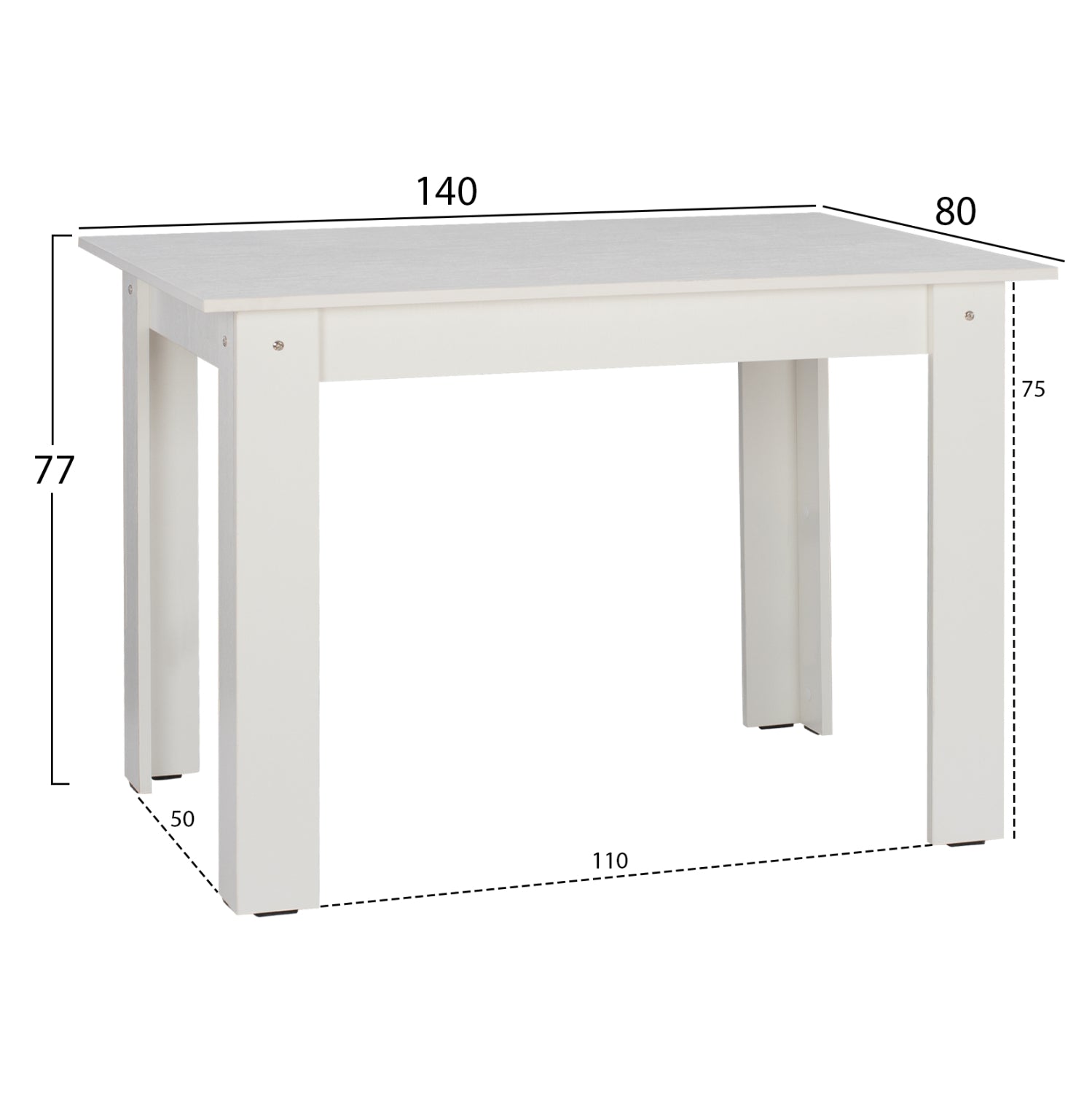 ΤΡΑΠΕΖΙ ΚΟΥΖΙΝΑΣ KELVIN 140x80x77Υεκ. ΛΕΥΚΟ HM2429.03 - Pakobazaar