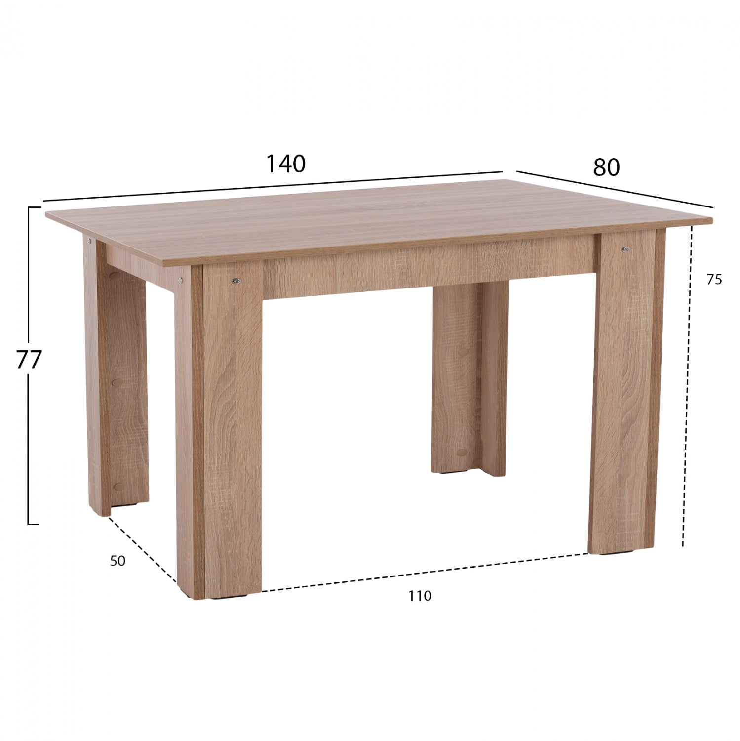 ΤΡΑΠΕΖΙ ΚΟΥΖΙΝΑΣ 140x80x77Υεκ. SONAMA OAK HM2429.01 - Pakobazaar