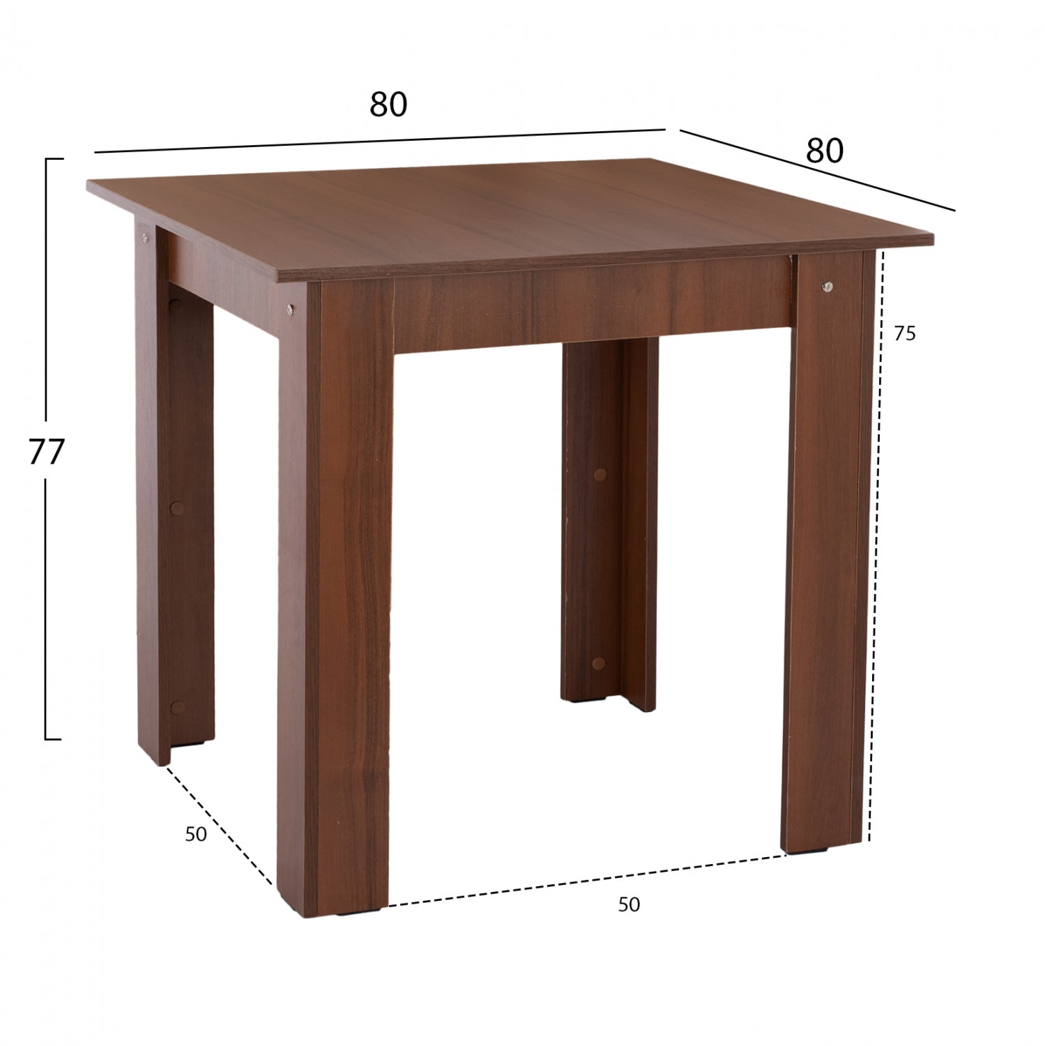 ΤΡΑΠΕΖΙ ΚΟΥΖΙΝΑΣ KELVIN 80x80x77Υεκ. ΚΑΡΥΔΙ HM2427.04 - Pakobazaar