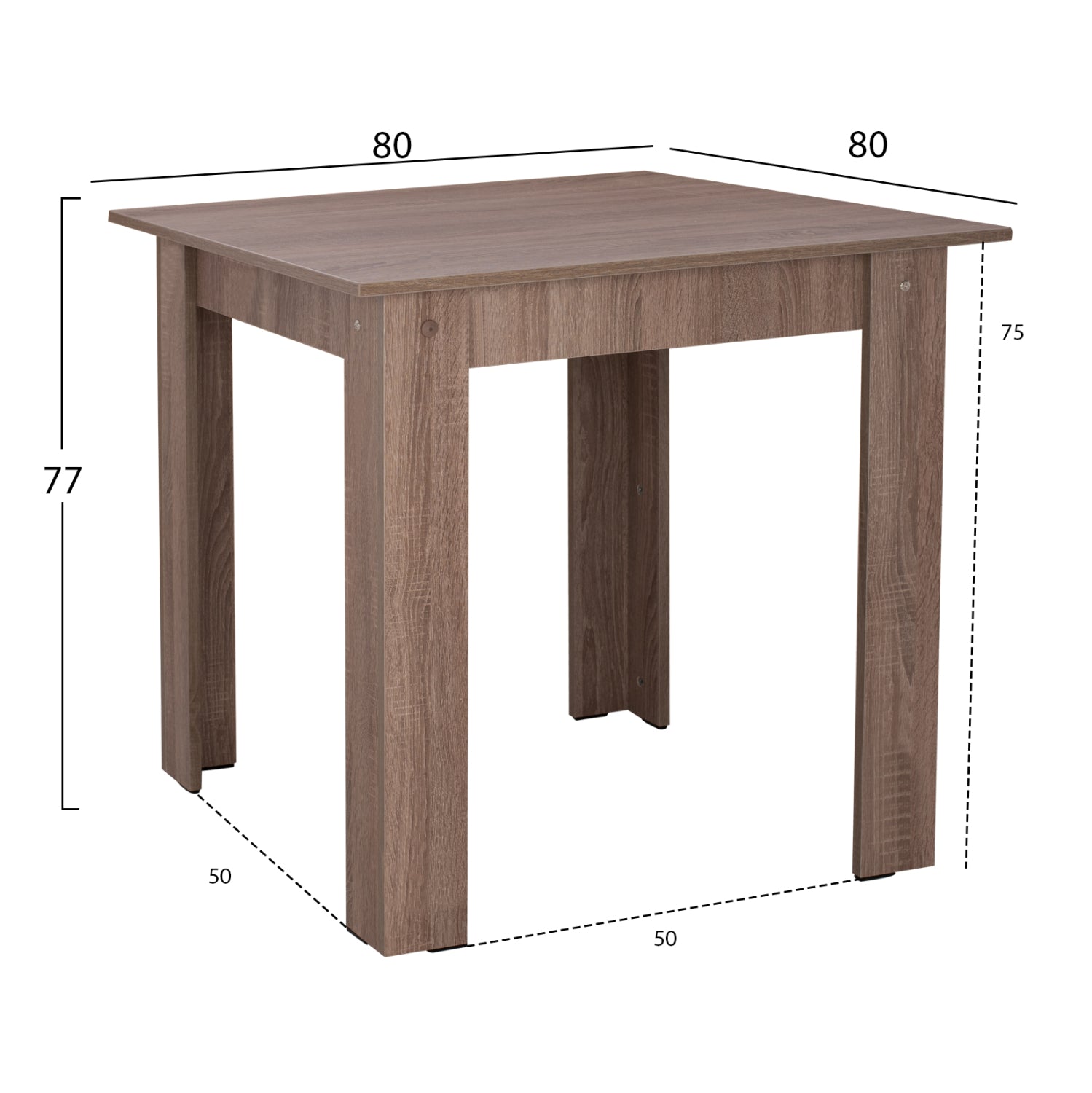 ΤΡΑΠΕΖΙ ΚΟΥΖΙΝΑΣ KELVIN HM2427.05, SONOMA OAK TRUFFLE, 80x80x77εκ. - Pakobazaar