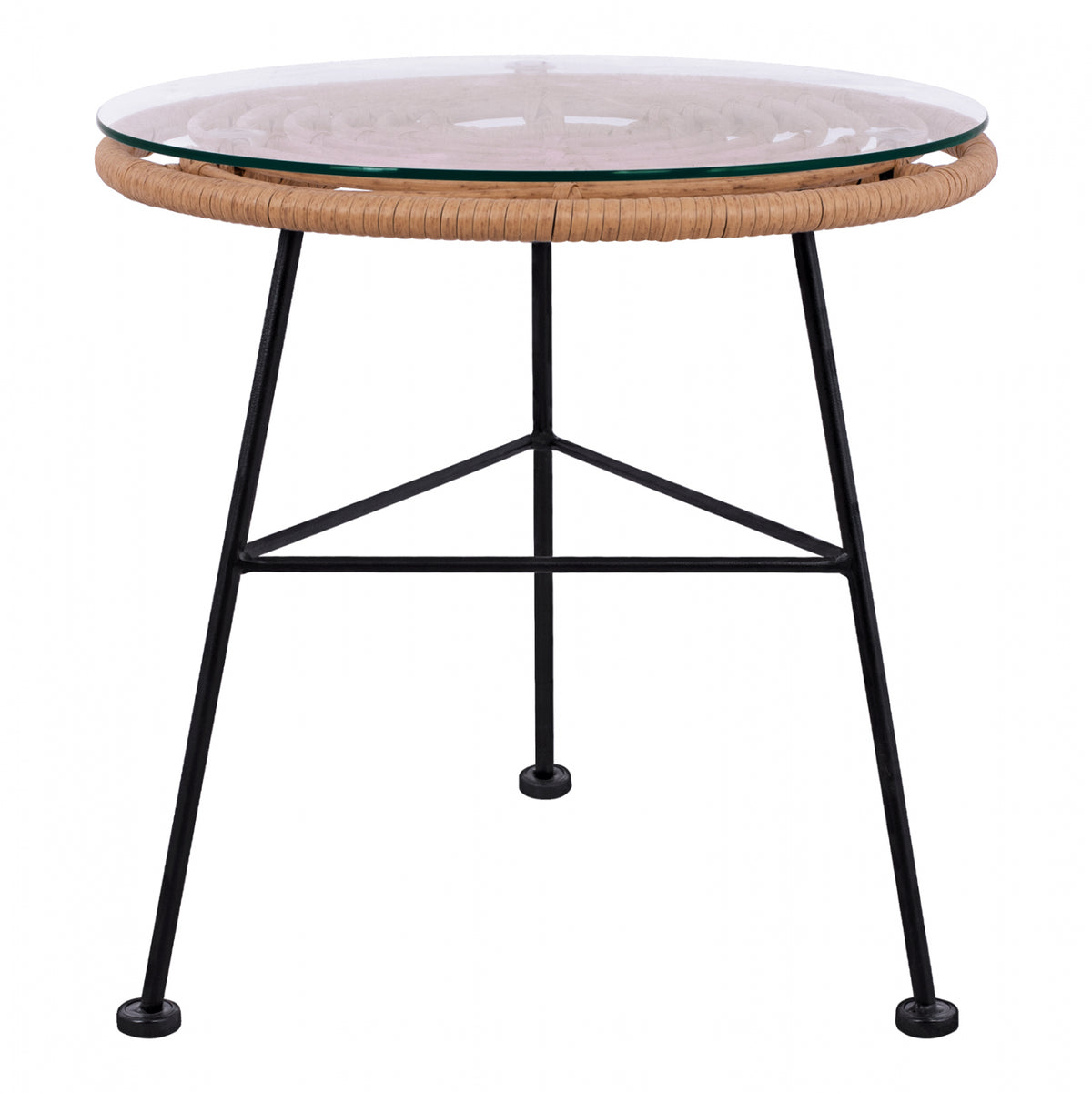 ΤΡΑΠΕΖΙ ΜΕΤΑΛΛΙΚΟ ALLEGRA HM5459 ΜΕ WICKER ΜΠΕΖ ΚΑΙ ΓΥΑΛΙ Φ45Χ46Υεκ. - Pakobazaar