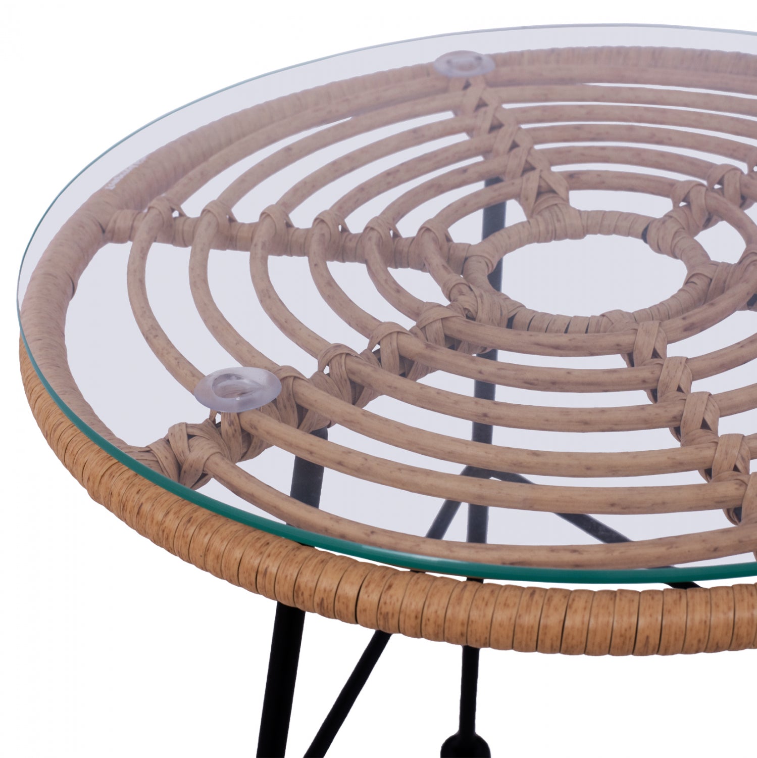 ΤΡΑΠΕΖΙ ΜΕΤΑΛΛΙΚΟ ALLEGRA HM5459 ΜΕ WICKER ΜΠΕΖ ΚΑΙ ΓΥΑΛΙ Φ45Χ46Υεκ. - Pakobazaar