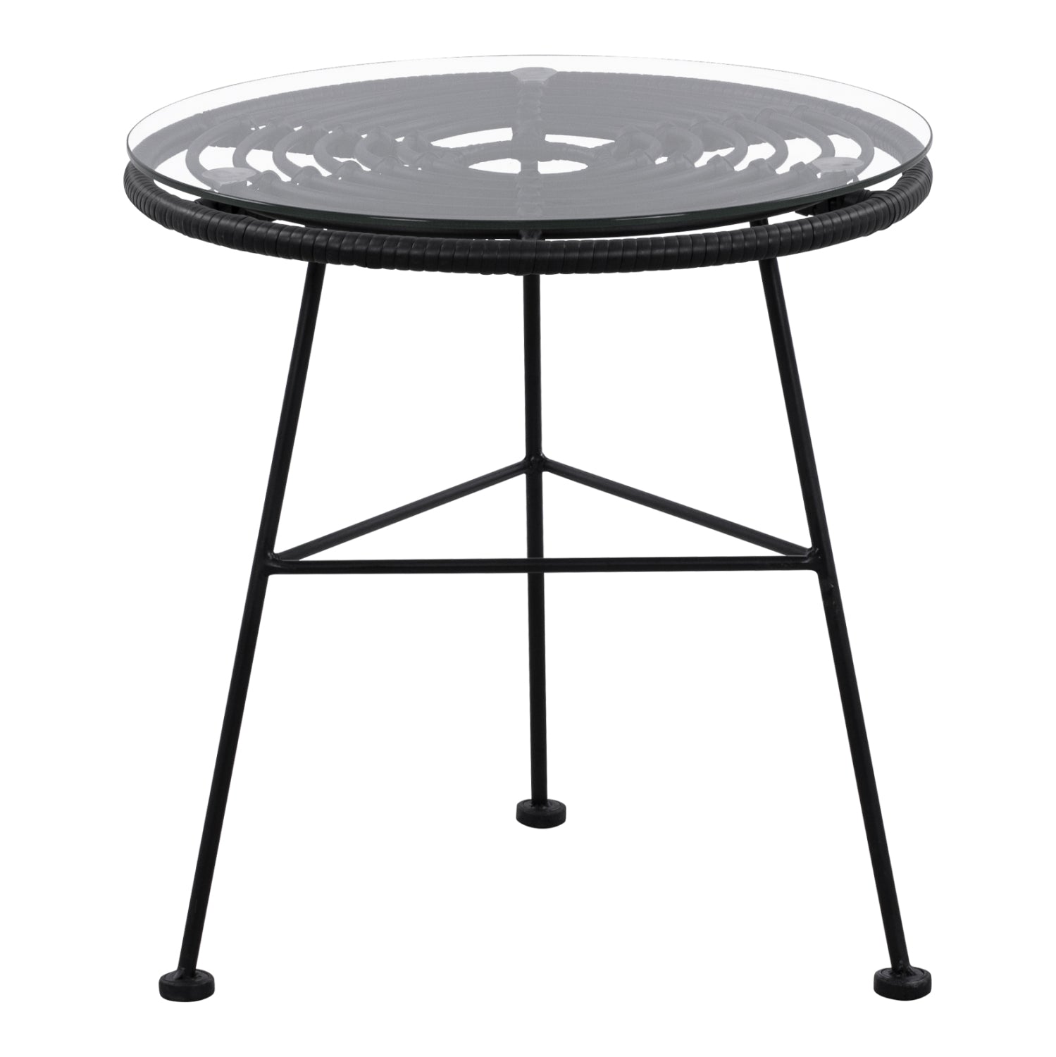 ΤΡΑΠΕΖΙ ΜΕΤΑΛΛΙΚΟ ALLEGRA ΜΕ WICKER ΣΕ ΜΑΥΡΗ ΑΠΟΧΡΩΣΗ ΚΑΙ ΓΥΑΛΙ HM5459.02  Φ45x46εκ - Pakobazaar