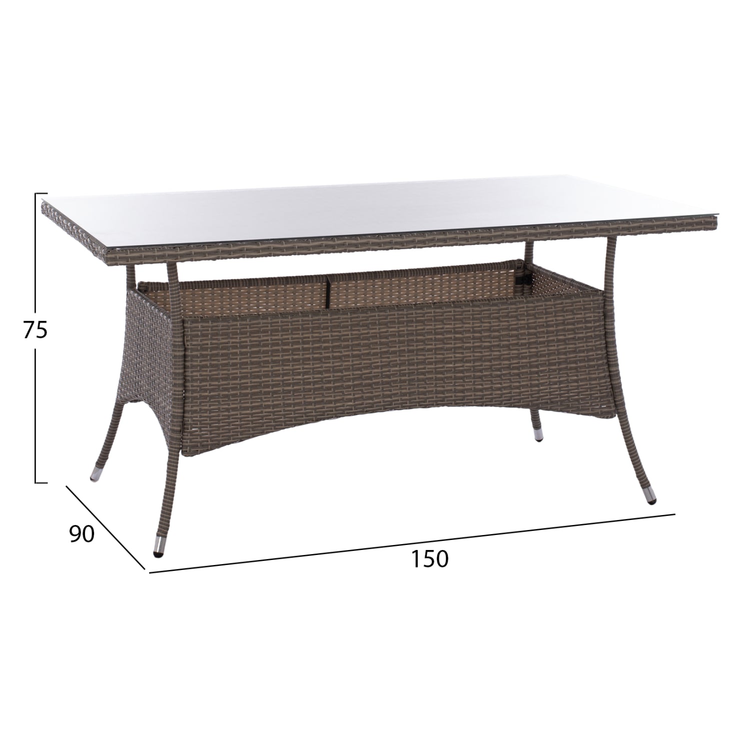 ΤΡΑΠΕΖΙ ΜΕΤΑΛΛΙΚΟ MINSK RATTAN ΓΚΡΙ HM5507.01 150x90x75Υ εκ. - Pakobazaar