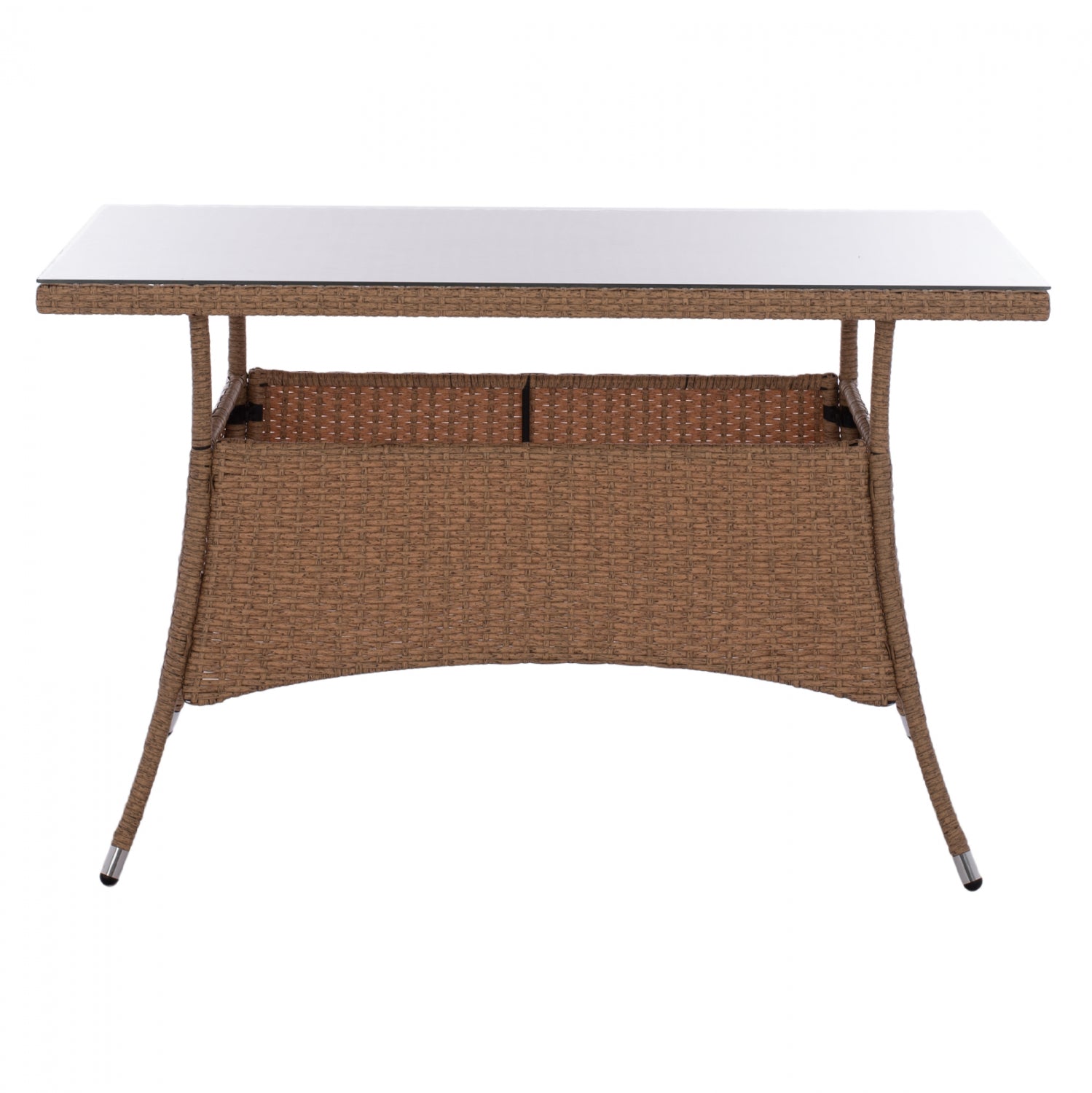 ΤΡΑΠΕΖΙ ΜΕΤΑΛΛΙΚΟ MILITARY RATTAN ΜΠΕΖ ΚΑΦΕ HM5141.32 120x70x75Υ εκ. - Pakobazaar