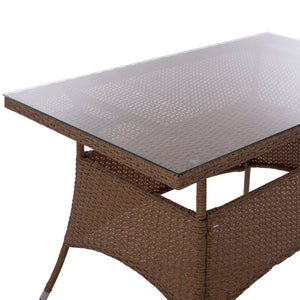 ΤΡΑΠΕΖΙ ΜΕΤΑΛΛΙΚΟ MILITARY RATTAN ΜΠΕΖ ΚΑΦΕ HM5141.32 120x70x75Υ εκ. - Pakobazaar
