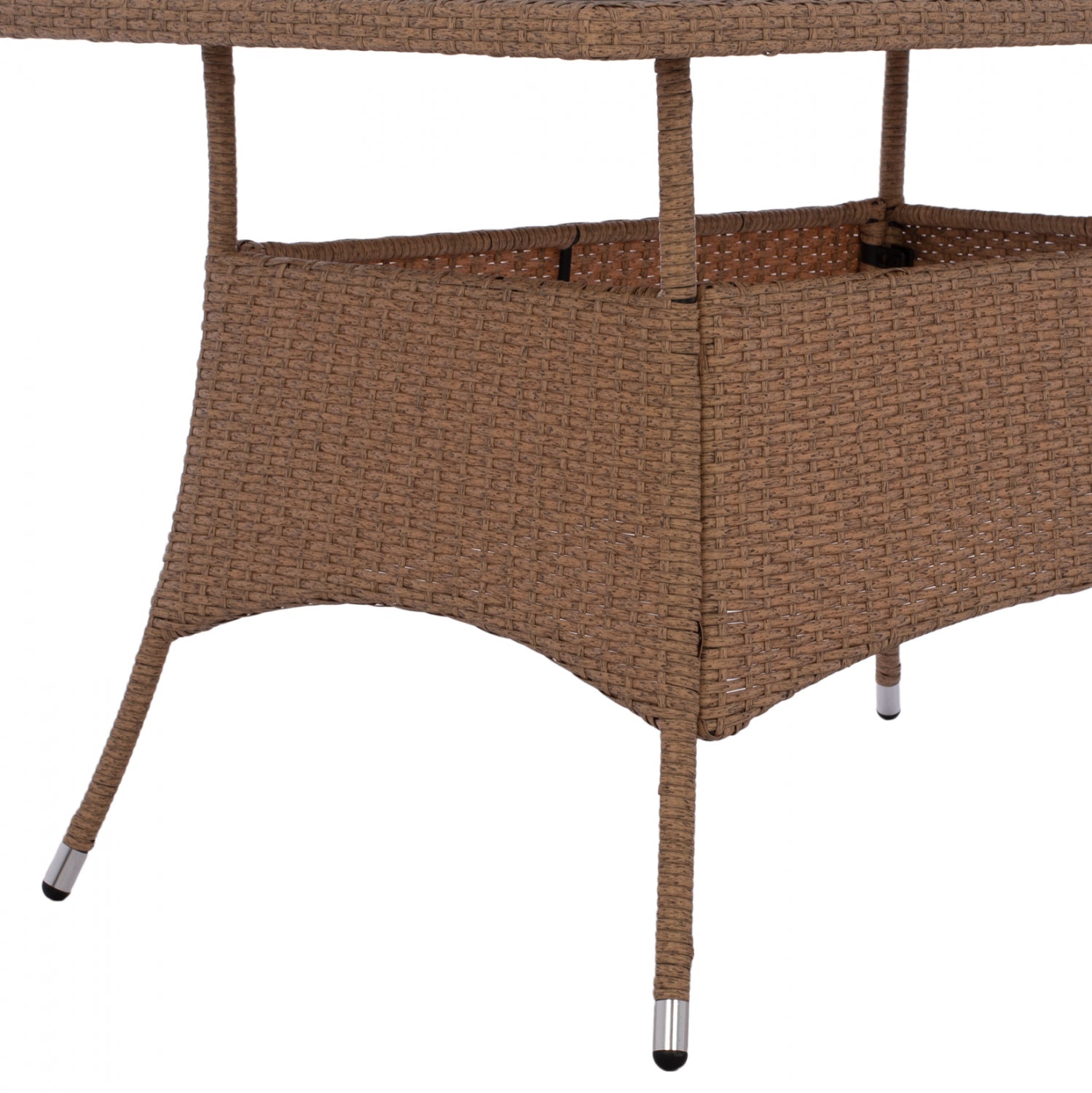 ΤΡΑΠΕΖΙ ΜΕΤΑΛΛΙΚΟ MILITARY RATTAN ΜΠΕΖ ΚΑΦΕ HM5141.32 120x70x75Υ εκ. - Pakobazaar
