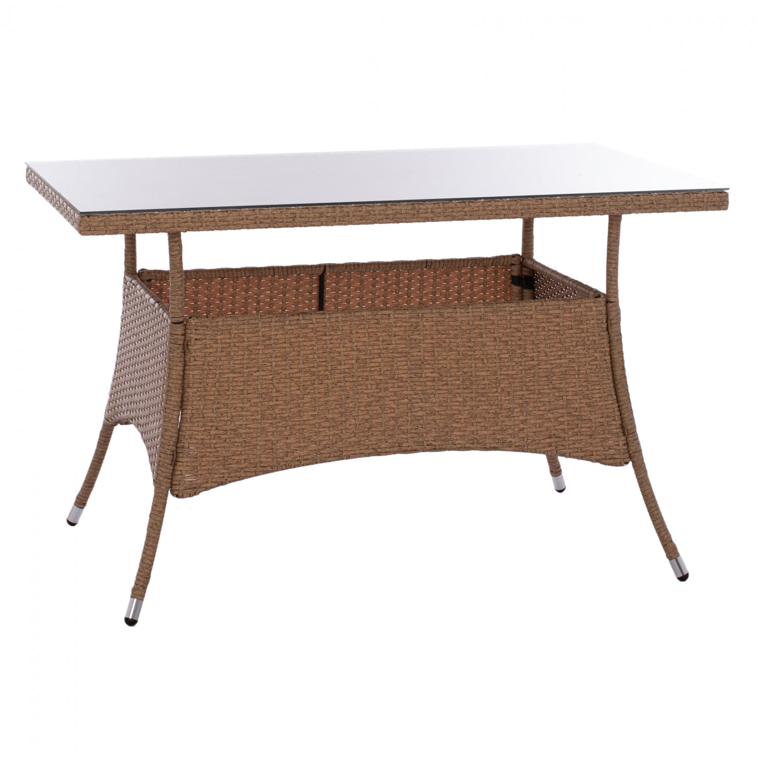 ΤΡΑΠΕΖΙ ΜΕΤΑΛΛΙΚΟ MILITARY RATTAN ΜΠΕΖ ΚΑΦΕ HM5141.32 120x70x75Υ εκ. - Pakobazaar