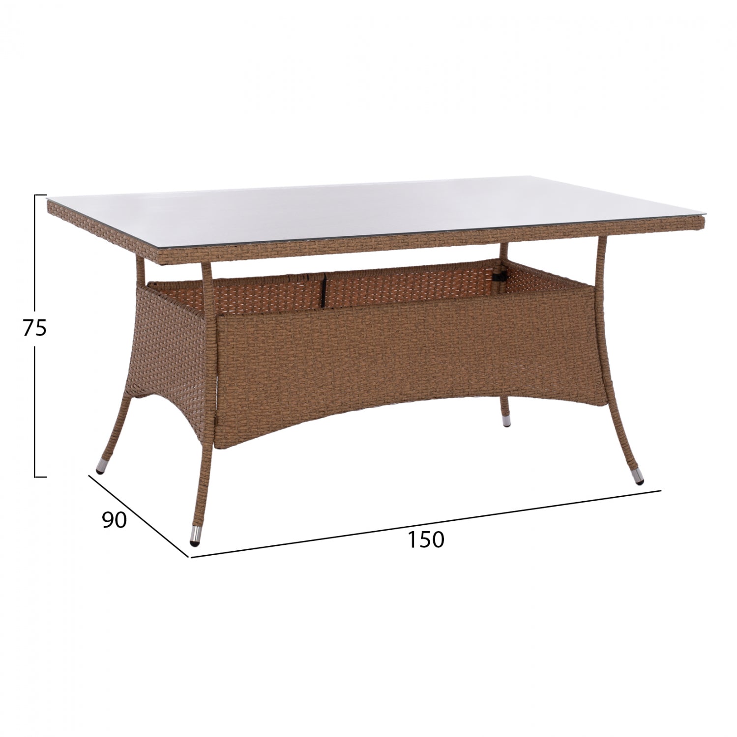ΤΡΑΠΕΖΙ ΜΕΤΑΛΛΙΚΟ MINSK RATTAN ΜΠΕΖ ΚΑΦΕ HM5507.02 150x90x75 εκ. - Pakobazaar