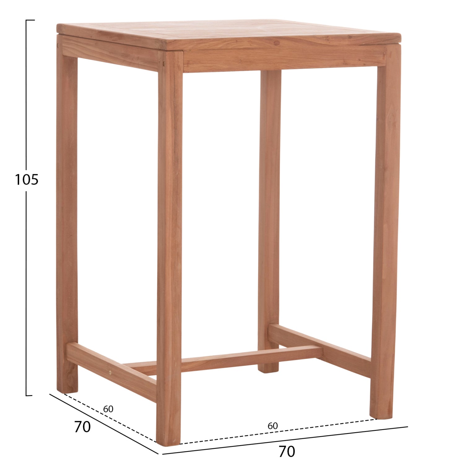 ΤΡΑΠΕΖΙ ΜΠΑΡ ΤΕΤΡΑΓΩΝΟ PRESSCOT HM18113 ΞΥΛΟ TEAK ΣΕ ΦΥΣΙΚΟ 70x70x105Υεκ. - Pakobazaar