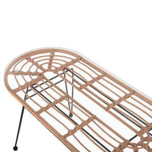ΤΡΑΠΕΖΙ ΟΒΑΛ ΧΑΜΗΛΟ ALLEGRA HM5695.11 ΜΠΕΖ WICKER-ΜΑΥΡΟ ΜΕΤΑΛΛΟ 100x45x51,5Υεκ. - Pakobazaar