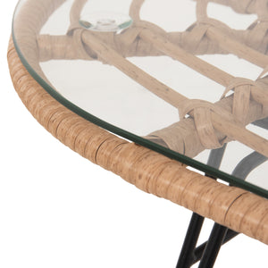 ΤΡΑΠΕΖΙ ΟΒΑΛ ΧΑΜΗΛΟ ALLEGRA HM5695.11 ΜΠΕΖ WICKER-ΜΑΥΡΟ ΜΕΤΑΛΛΟ 100x45x51,5Υεκ. - Pakobazaar