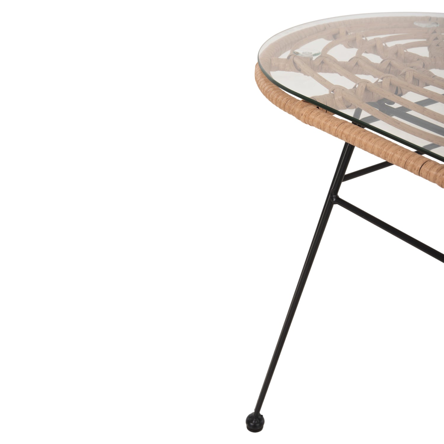ΤΡΑΠΕΖΙ ΟΒΑΛ ΧΑΜΗΛΟ ALLEGRA HM5695.11 ΜΠΕΖ WICKER-ΜΑΥΡΟ ΜΕΤΑΛΛΟ 100x45x51,5Υεκ. - Pakobazaar