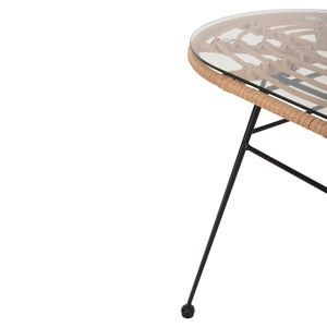 ΤΡΑΠΕΖΙ ΟΒΑΛ ΧΑΜΗΛΟ ALLEGRA HM5695.11 ΜΠΕΖ WICKER-ΜΑΥΡΟ ΜΕΤΑΛΛΟ 100x45x51,5Υεκ. - Pakobazaar
