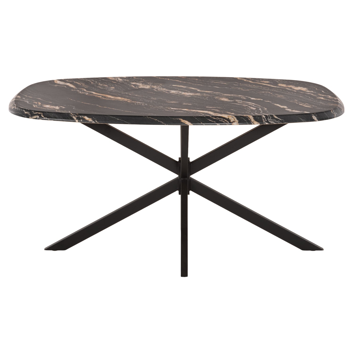 ΤΡΑΠΕΖΙ ΟΒΑΛ RODDEN HM11903.02 ΜΕ WERZALIT BLACK/GOLD MARBLE-ΜΑΥΡΗ ΒΑΣΗ 146x94x75Υεκ - Pakobazaar