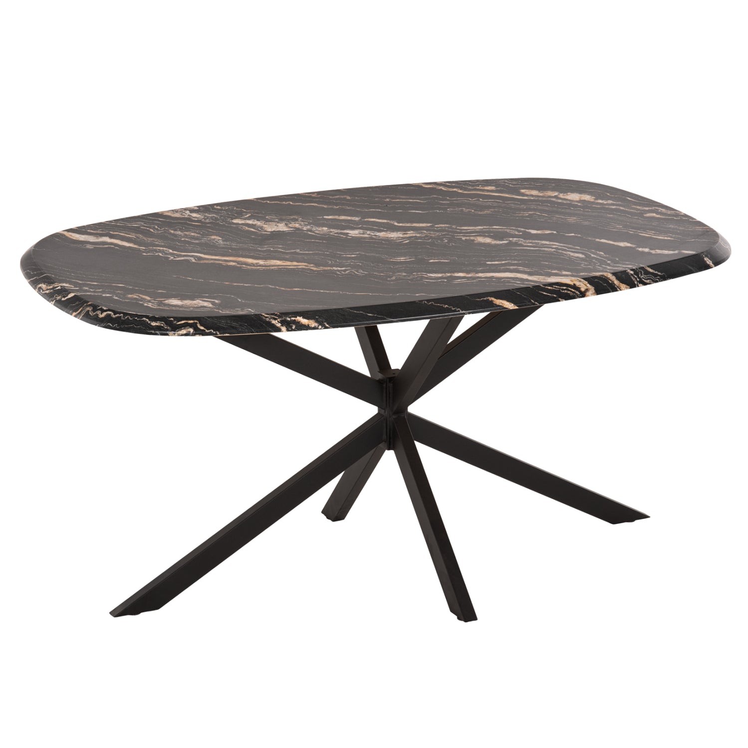 ΤΡΑΠΕΖΙ ΟΒΑΛ RODDEN HM11903.02 ΜΕ WERZALIT BLACK/GOLD MARBLE-ΜΑΥΡΗ ΒΑΣΗ 146x94x75Υεκ - Pakobazaar