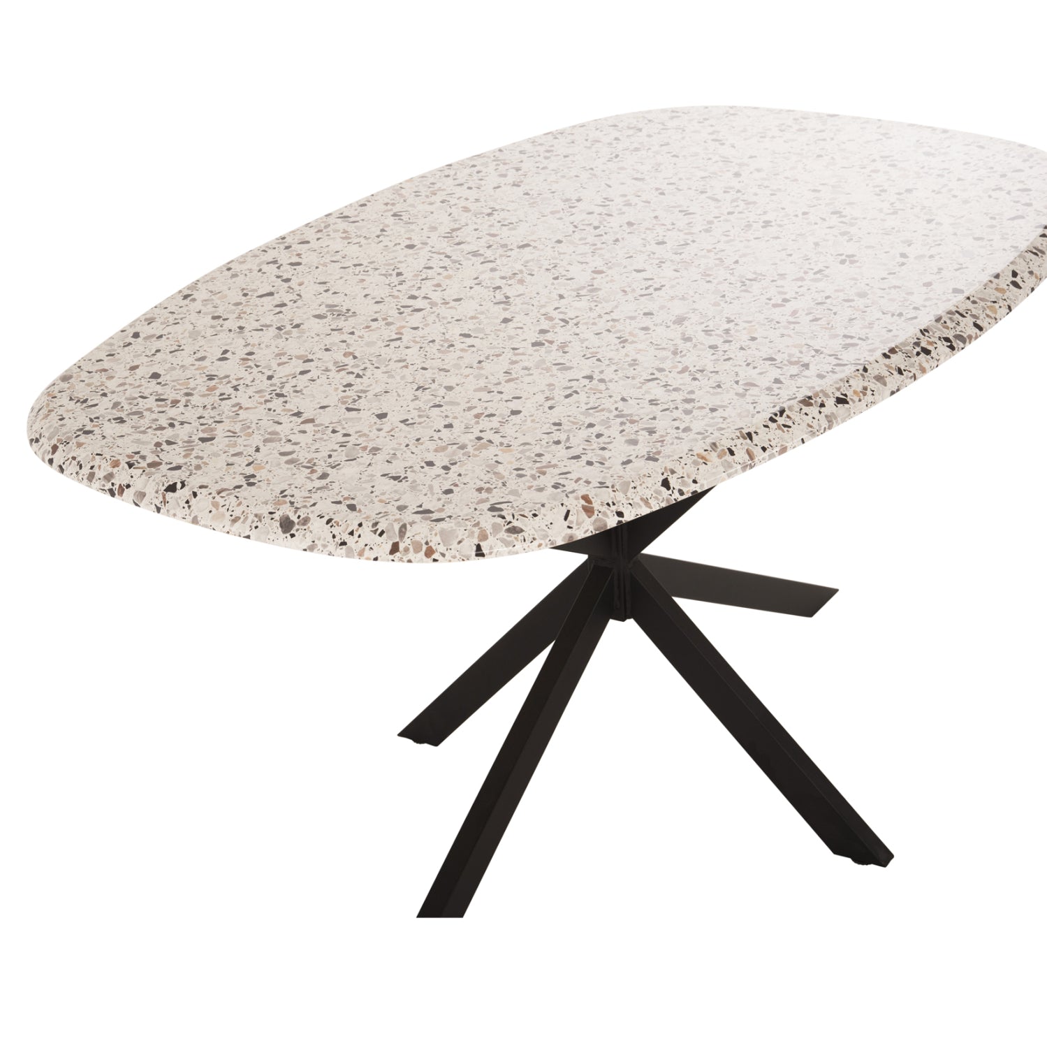 ΤΡΑΠΕΖΙ ΟΒΑΛ RODDEN HM11903.03 ΜΕ WERZALIT TERRAZZO-ΜΑΥΡΗ ΧΙΑΣΤΙ ΒΑΣΗ 146x94x75Υεκ - Pakobazaar