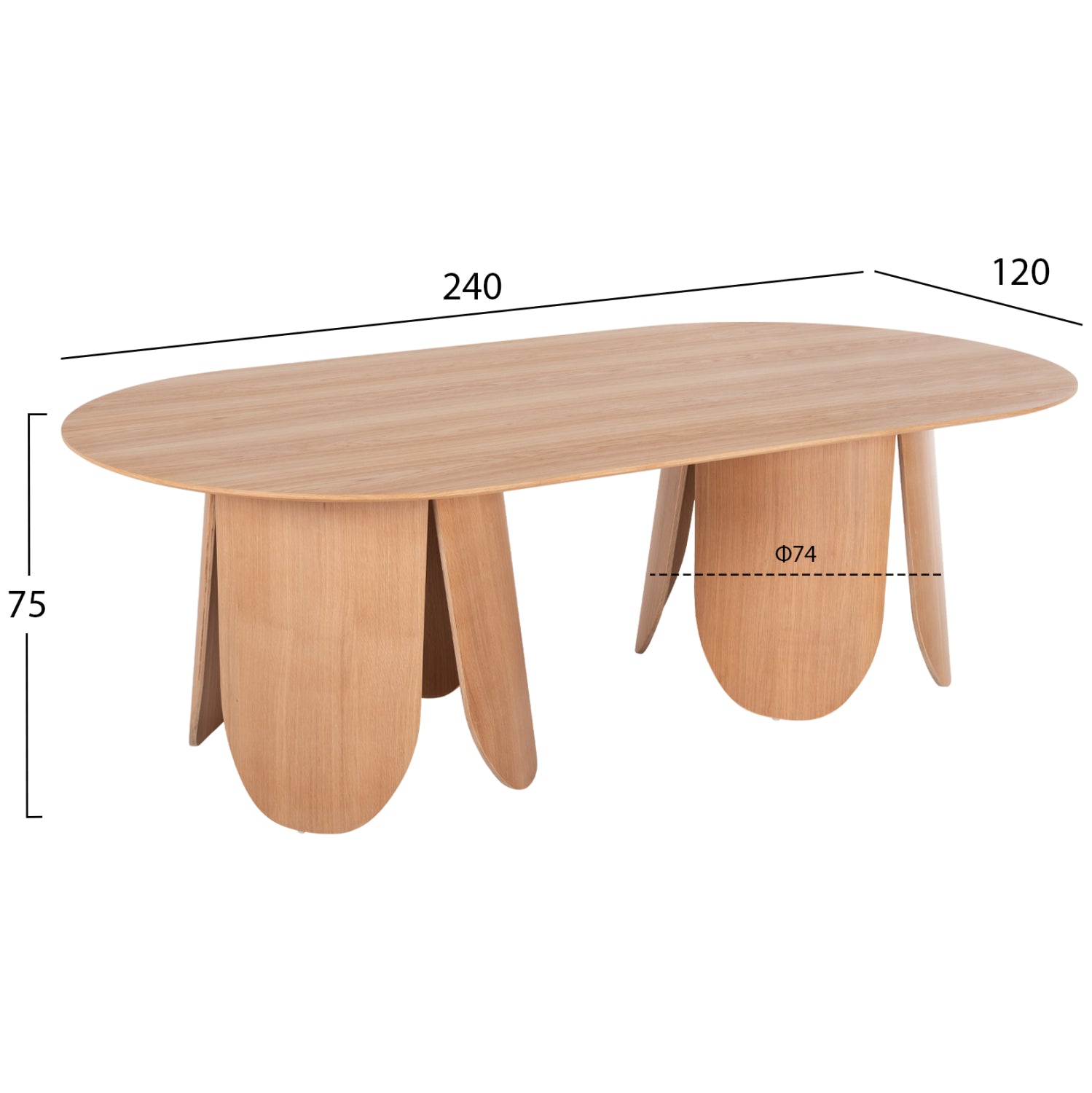 ΤΡΑΠΕΖΙ ΟΒΑΛ DENTY HM9611.01 MDF ΜΕ ΚΑΠΛΑΜΑ ΔΡΥΟΣ-ΦΥΣΙΚΟ ΟΑΚ 240x120x75Υεκ. - Pakobazaar