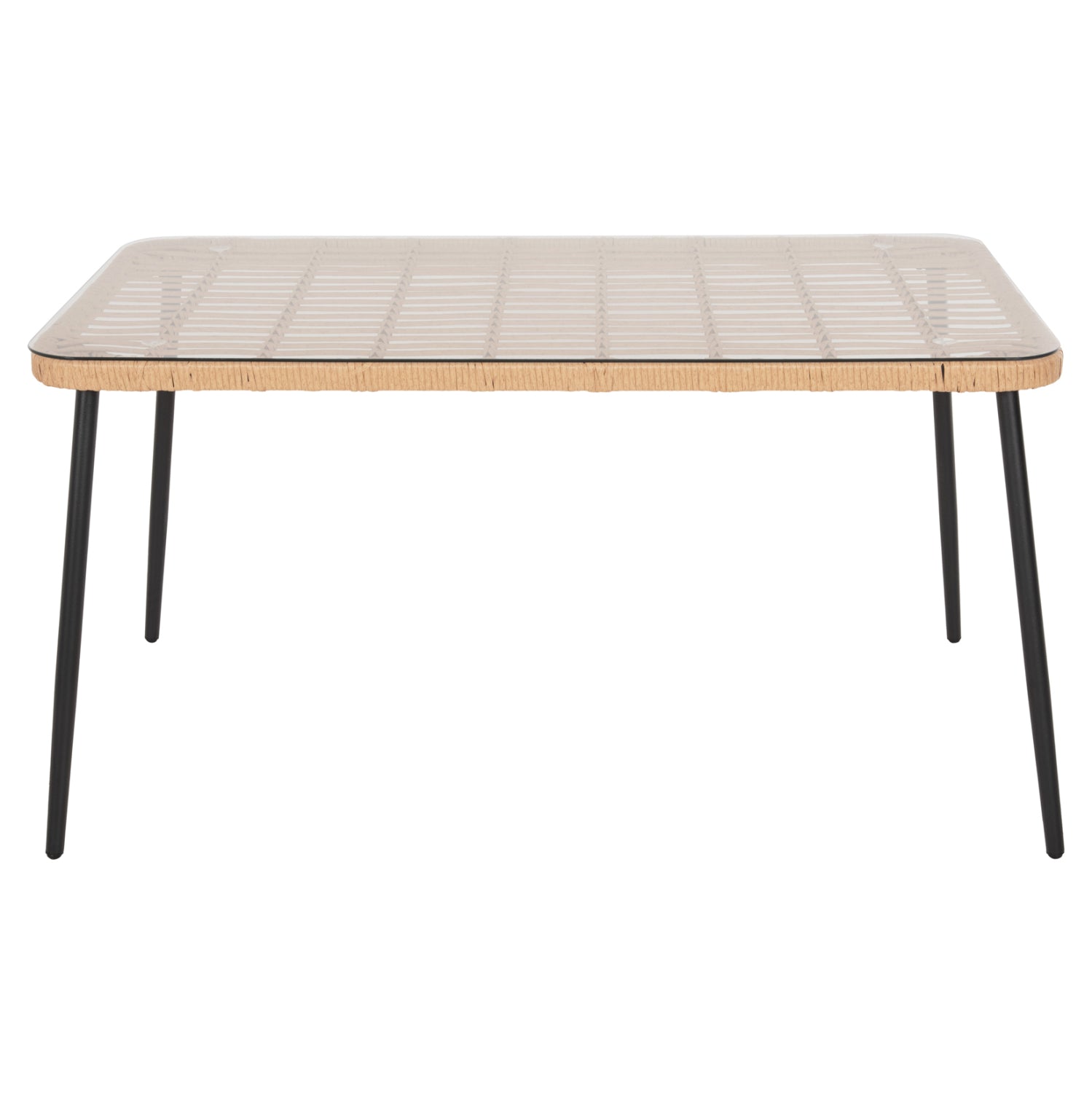 ΤΡΑΠΕΖΙ ΟΡΘΟΓΩΝΙΟ ALLEGRA HM5537.11 ΜΕΤΑΛ.ΜΑΥΡΟ-P.E. RATTAN ΦΥΣΙΚΟ 139,5x79,5x73Υεκ. - Pakobazaar