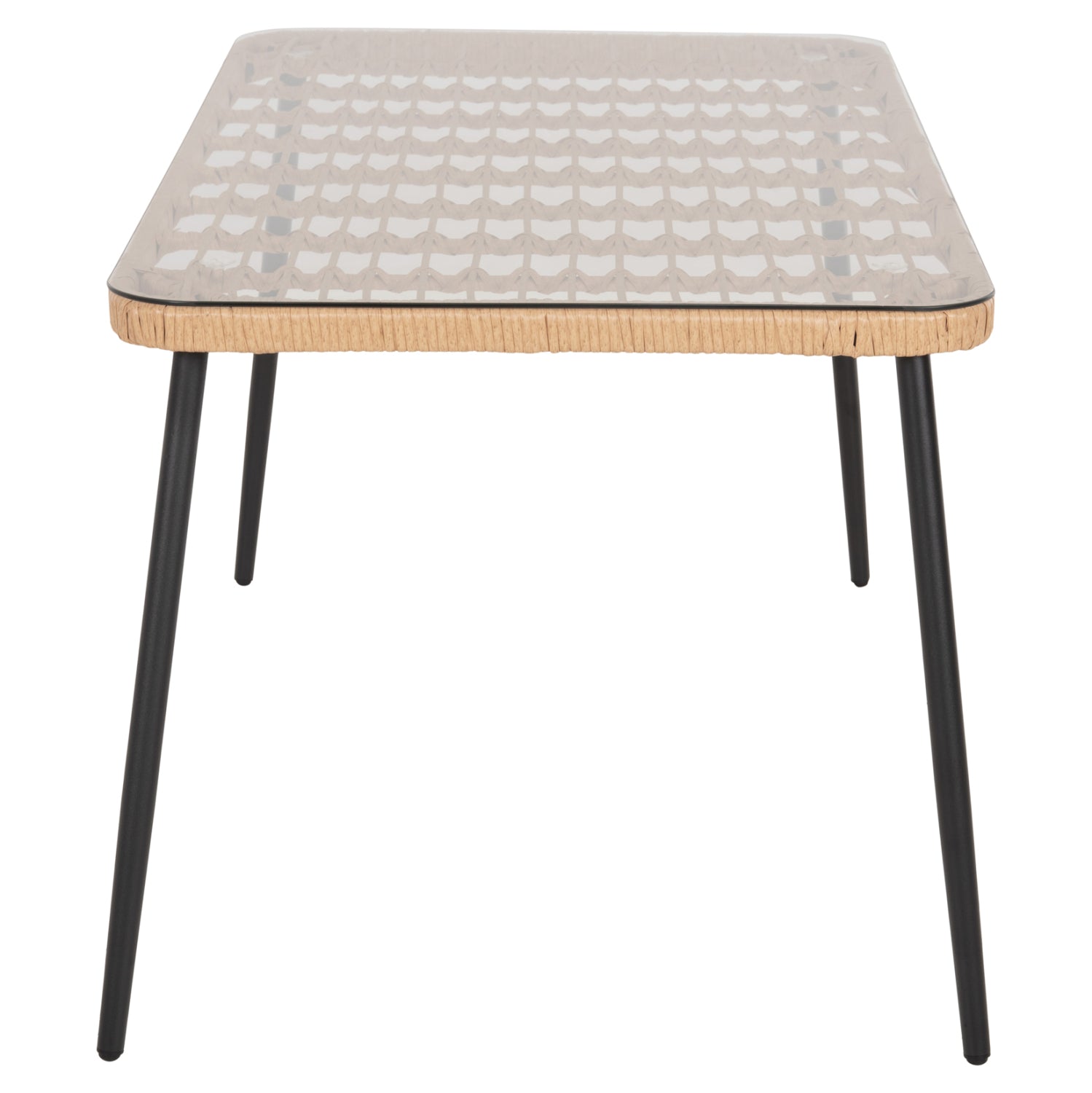 ΤΡΑΠΕΖΙ ΟΡΘΟΓΩΝΙΟ ALLEGRA HM5537.11 ΜΕΤΑΛ.ΜΑΥΡΟ-P.E. RATTAN ΦΥΣΙΚΟ 139,5x79,5x73Υεκ. - Pakobazaar