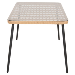 ΤΡΑΠΕΖΙ ΟΡΘΟΓΩΝΙΟ ALLEGRA HM5537.11 ΜΕΤΑΛ.ΜΑΥΡΟ-P.E. RATTAN ΦΥΣΙΚΟ 139,5x79,5x73Υεκ. - Pakobazaar