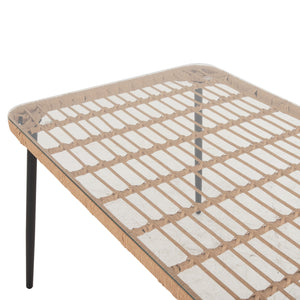 ΤΡΑΠΕΖΙ ΟΡΘΟΓΩΝΙΟ ALLEGRA HM5537.11 ΜΕΤΑΛ.ΜΑΥΡΟ-P.E. RATTAN ΦΥΣΙΚΟ 139,5x79,5x73Υεκ. - Pakobazaar