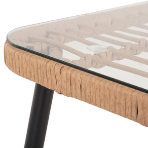 ΤΡΑΠΕΖΙ ΟΡΘΟΓΩΝΙΟ ALLEGRA HM5537.11 ΜΕΤΑΛ.ΜΑΥΡΟ-P.E. RATTAN ΦΥΣΙΚΟ 139,5x79,5x73Υεκ. - Pakobazaar