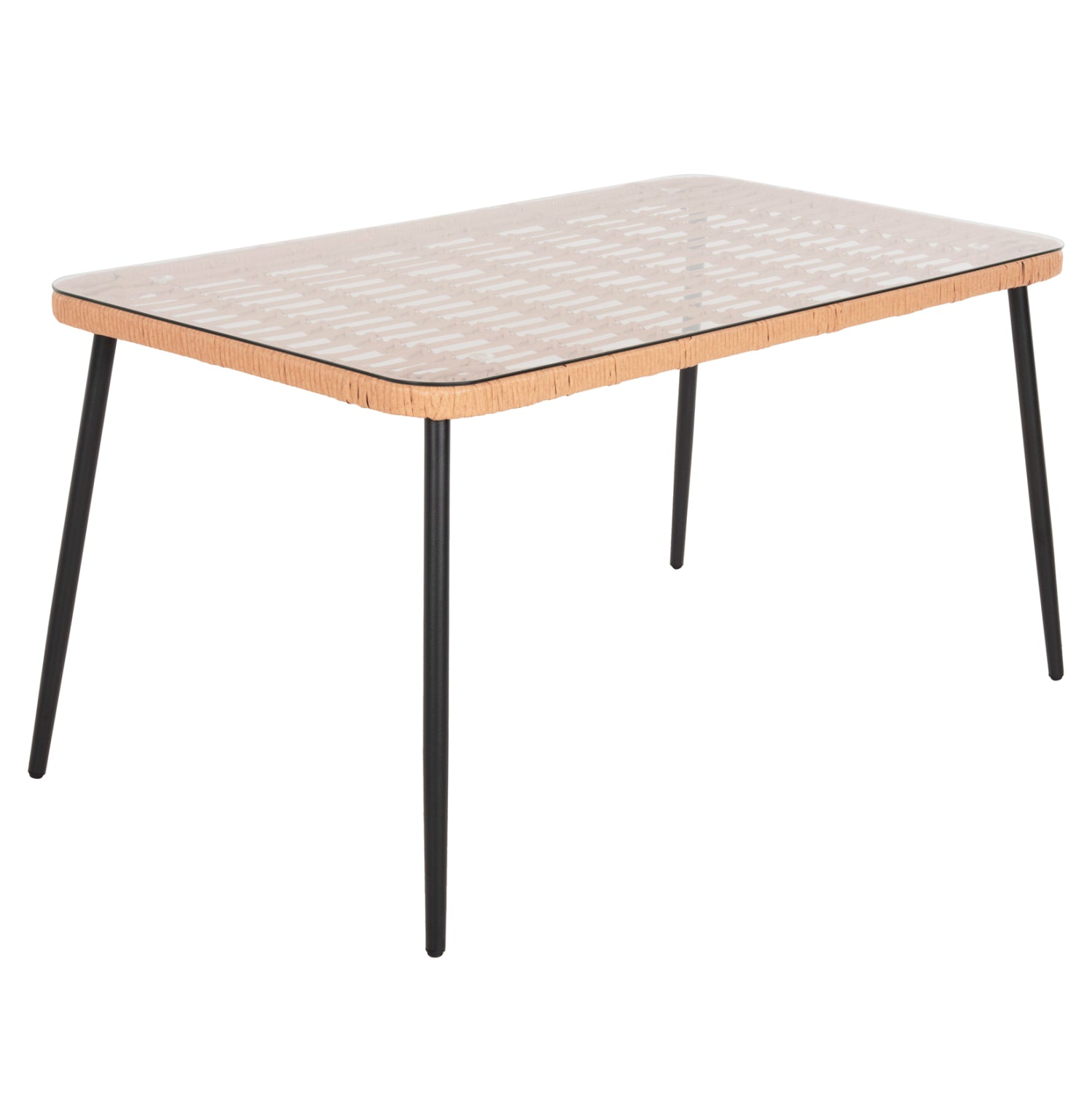 ΤΡΑΠΕΖΙ ΟΡΘΟΓΩΝΙΟ ALLEGRA HM5537.11 ΜΕΤΑΛ.ΜΑΥΡΟ-P.E. RATTAN ΦΥΣΙΚΟ 139,5x79,5x73Υεκ. - Pakobazaar