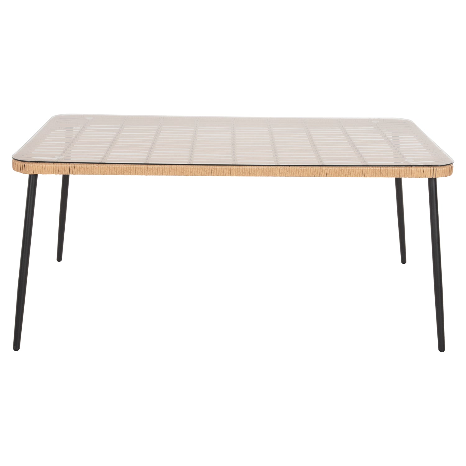 ΤΡΑΠΕΖΙ ΟΡΘΟΓΩΝΙΟ ALLEGRA HM5538.11 ΜΕΤΑΛ.ΜΑΥΡΟ-P.E. RATTAN ΦΥΣΙΚΟ 159,5x89,5x72Υεκ. - Pakobazaar