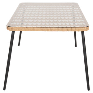 ΤΡΑΠΕΖΙ ΟΡΘΟΓΩΝΙΟ ALLEGRA HM5538.11 ΜΕΤΑΛ.ΜΑΥΡΟ-P.E. RATTAN ΦΥΣΙΚΟ 159,5x89,5x72Υεκ. - Pakobazaar