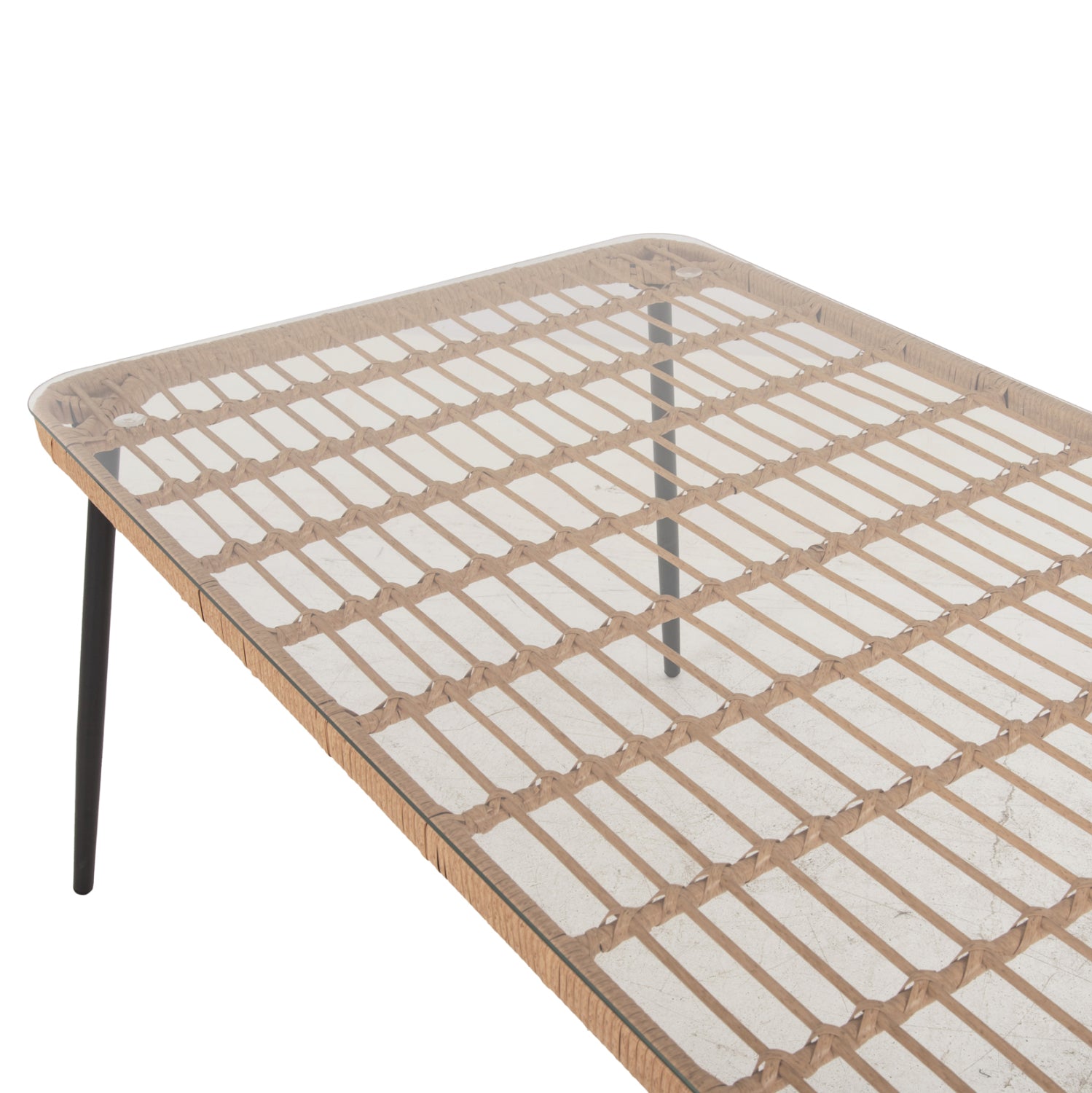 ΤΡΑΠΕΖΙ ΟΡΘΟΓΩΝΙΟ ALLEGRA HM5538.11 ΜΕΤΑΛ.ΜΑΥΡΟ-P.E. RATTAN ΦΥΣΙΚΟ 159,5x89,5x72Υεκ. - Pakobazaar