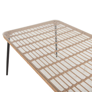 ΤΡΑΠΕΖΙ ΟΡΘΟΓΩΝΙΟ ALLEGRA HM5538.11 ΜΕΤΑΛ.ΜΑΥΡΟ-P.E. RATTAN ΦΥΣΙΚΟ 159,5x89,5x72Υεκ. - Pakobazaar