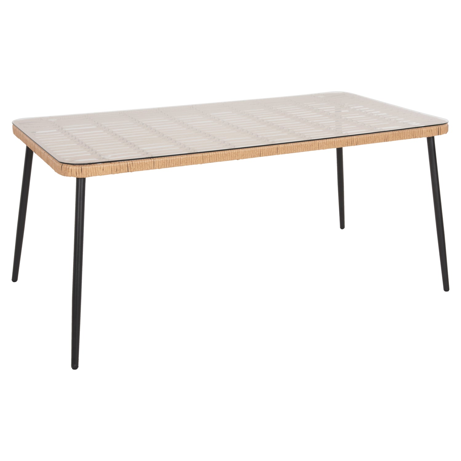 ΤΡΑΠΕΖΙ ΟΡΘΟΓΩΝΙΟ ALLEGRA HM5538.11 ΜΕΤΑΛ.ΜΑΥΡΟ-P.E. RATTAN ΦΥΣΙΚΟ 159,5x89,5x72Υεκ. - Pakobazaar
