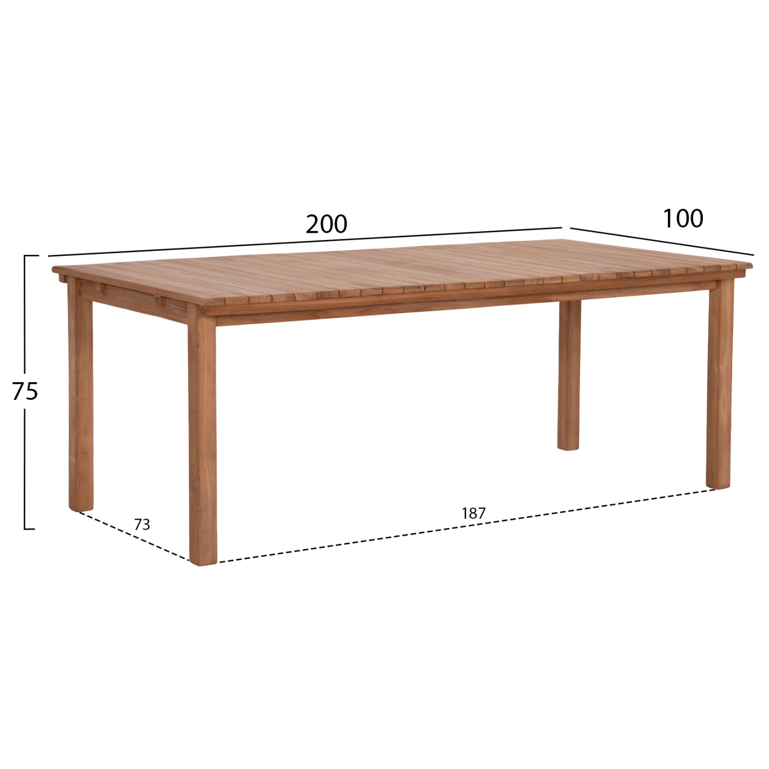 ΤΡΑΠΕΖΙ ΟΡΘΟΓΩΝΙΟ FINTO HM6616 ΞΥΛΟ TEAK--ΦΥΣΙΚΟ 200x100x75Υεκ. - Pakobazaar