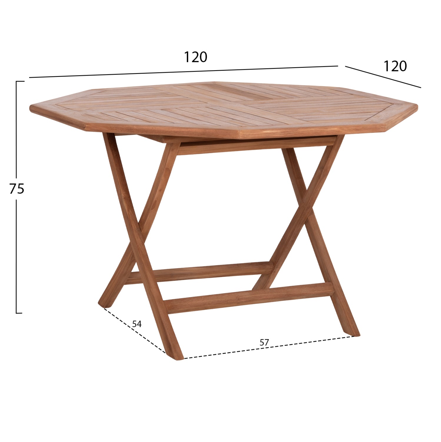 ΤΡΑΠΕΖΙ ΠΟΛΥΓΩΝΟ ΠΤΥΣΣΟΜΕΝΟ KARLIN HM6618 ΞΥΛΟ TEAK ΣΕ ΦΥΣΙΚΟ ΧΡΩΜΑ 120x120x75Yεκ. - Pakobazaar