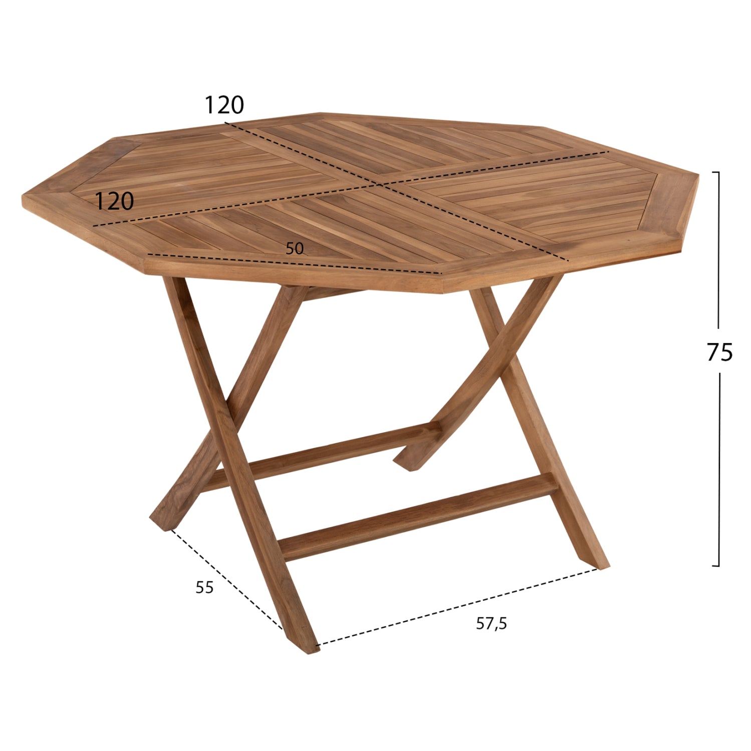 ΤΡΑΠΕΖΙ ΠΟΛΥΓΩΝΟ KENDALL ΠΤΥΣΣΟΜΕΝΟ HM9545 TEAK ΣΕ ΦΥΣΙΚΟ ΧΡΩΜΑ 120x120x75Yεκ. - Pakobazaar