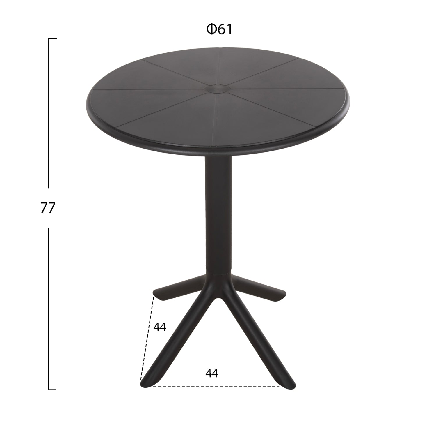 ΤΡΑΠΕΖΙ ΠΟΛΥΠΡΟΠΥΛΕΝΙΟΥ ΣΤΡΟΓΓΥΛΟ TERRIN HM6124.12 ΜΑΥΡΟ Φ60x75Υεκ. - Pakobazaar
