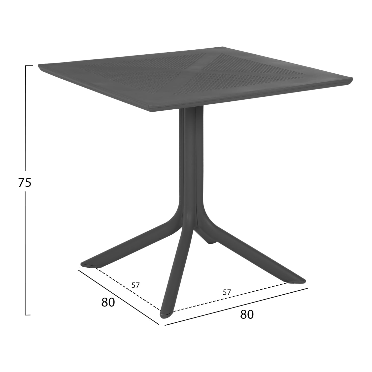 ΤΡΑΠΕΖΙ ΠΟΛΥΠΡΟΠΥΛΕΝΙΟΥ ΤΕΤΡΑΓΩΝΟ LUNAR HM5930.20 ΓΚΡΙ 80x80x75Yεκ. - Pakobazaar