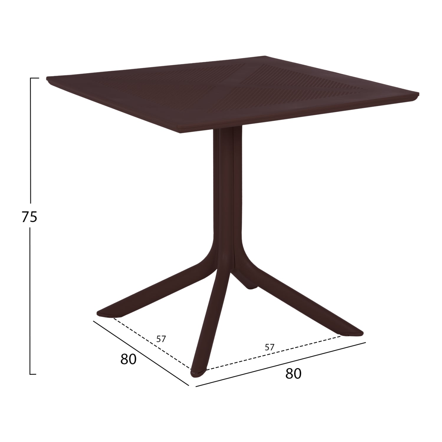 ΤΡΑΠΕΖΙ ΠΟΛΥΠΡΟΠΥΛΕΝΙΟΥ ΤΕΤΡΑΓΩΝΟ LUNAR HM5930.13 ΚΑΦΕ 80x80x75Yεκ. - Pakobazaar