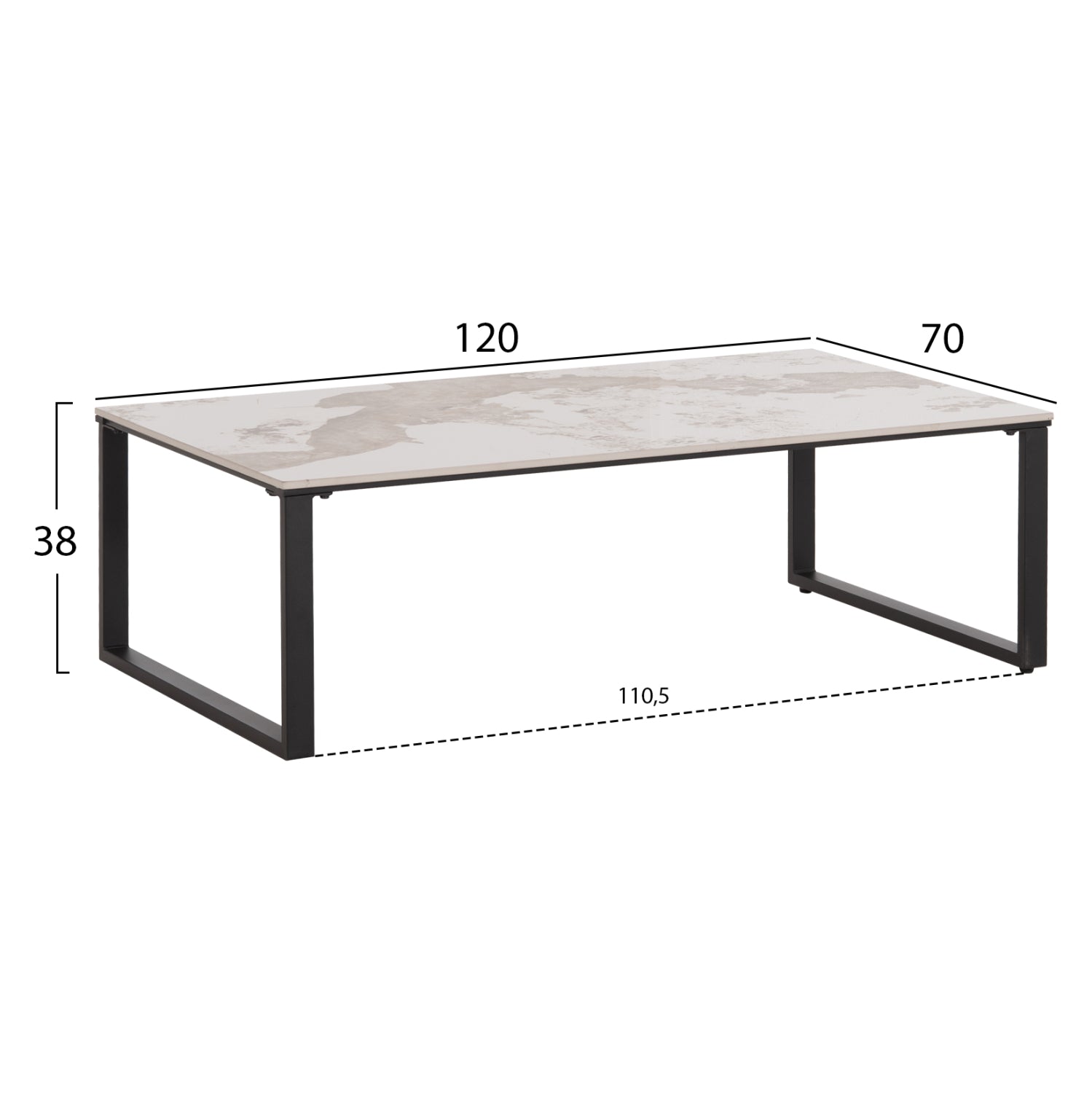 ΤΡΑΠΕΖΙ ΣΑΛΟΝΙΟΥ 2ΤΜΧ TERREN HM18365.01 ΜΕΤΑΛΛΟ--SINTERED STONE PANDORA 120x70x45Υεκ - Pakobazaar