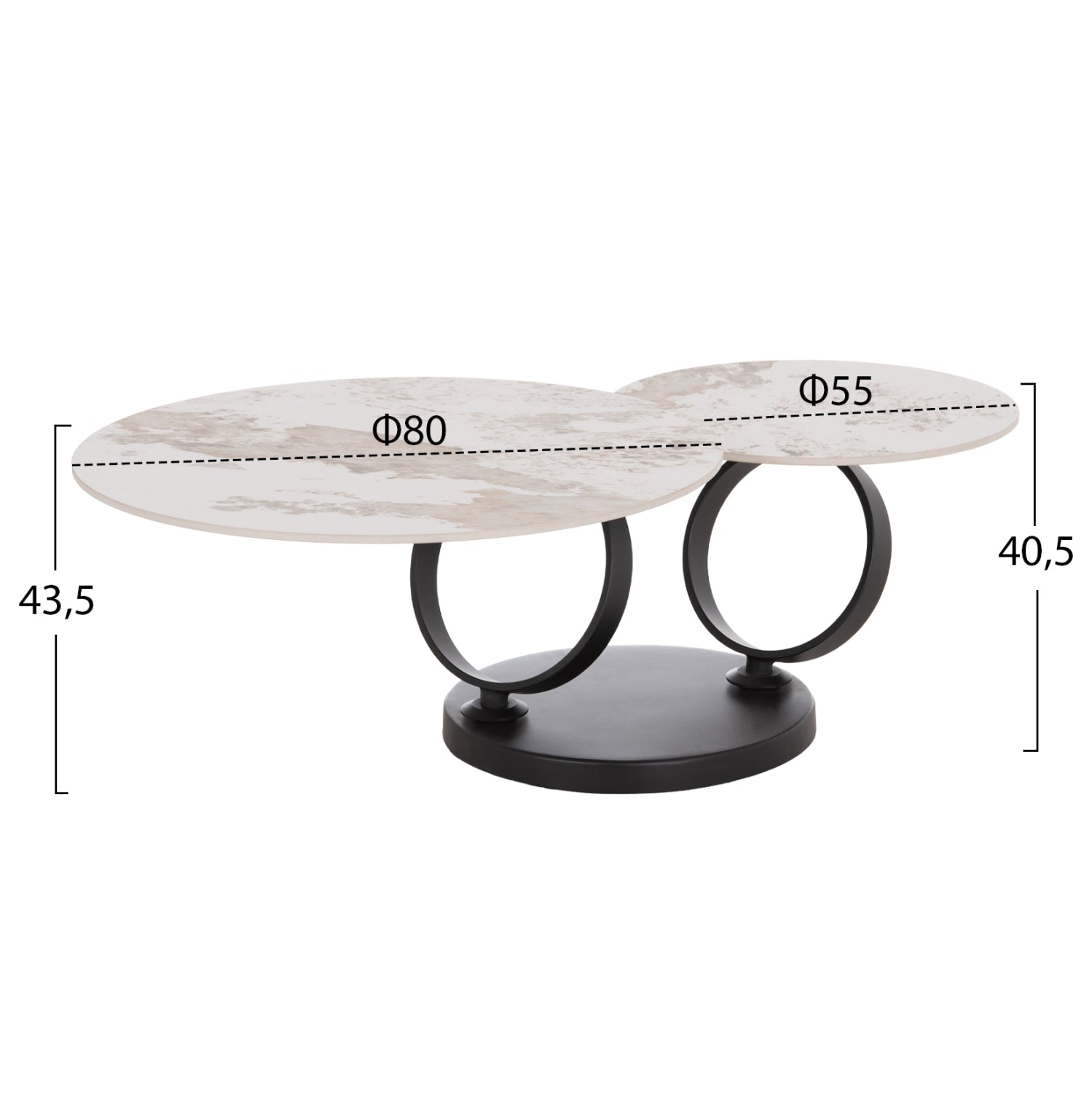 ΤΡΑΠΕΖΙ ΣΑΛΟΝΙΟΥ ΔΙΠΛΟ NUBISA HM18364.01 ΜΕΤΑΛΛΟ--SINTERED STONE PANDORA Φ80Χ43.5Υεκ - Pakobazaar
