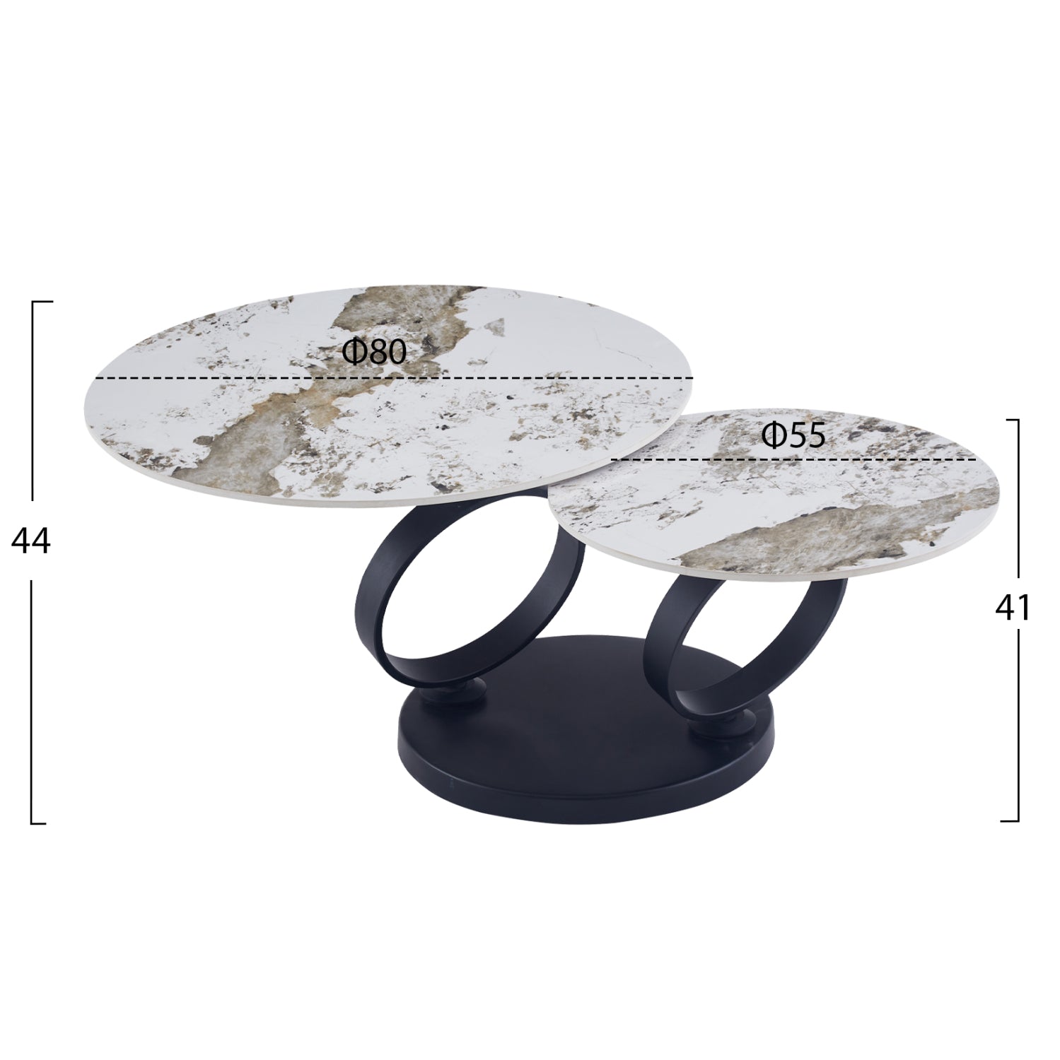 ΤΡΑΠΕΖΙ ΣΑΛΟΝΙΟΥ ΔΙΠΛΟ NUBISA HM18364.01 ΜΕΤΑΛΛΟ--SINTERED STONE PANDORA Φ80Χ44Υεκ - Pakobazaar
