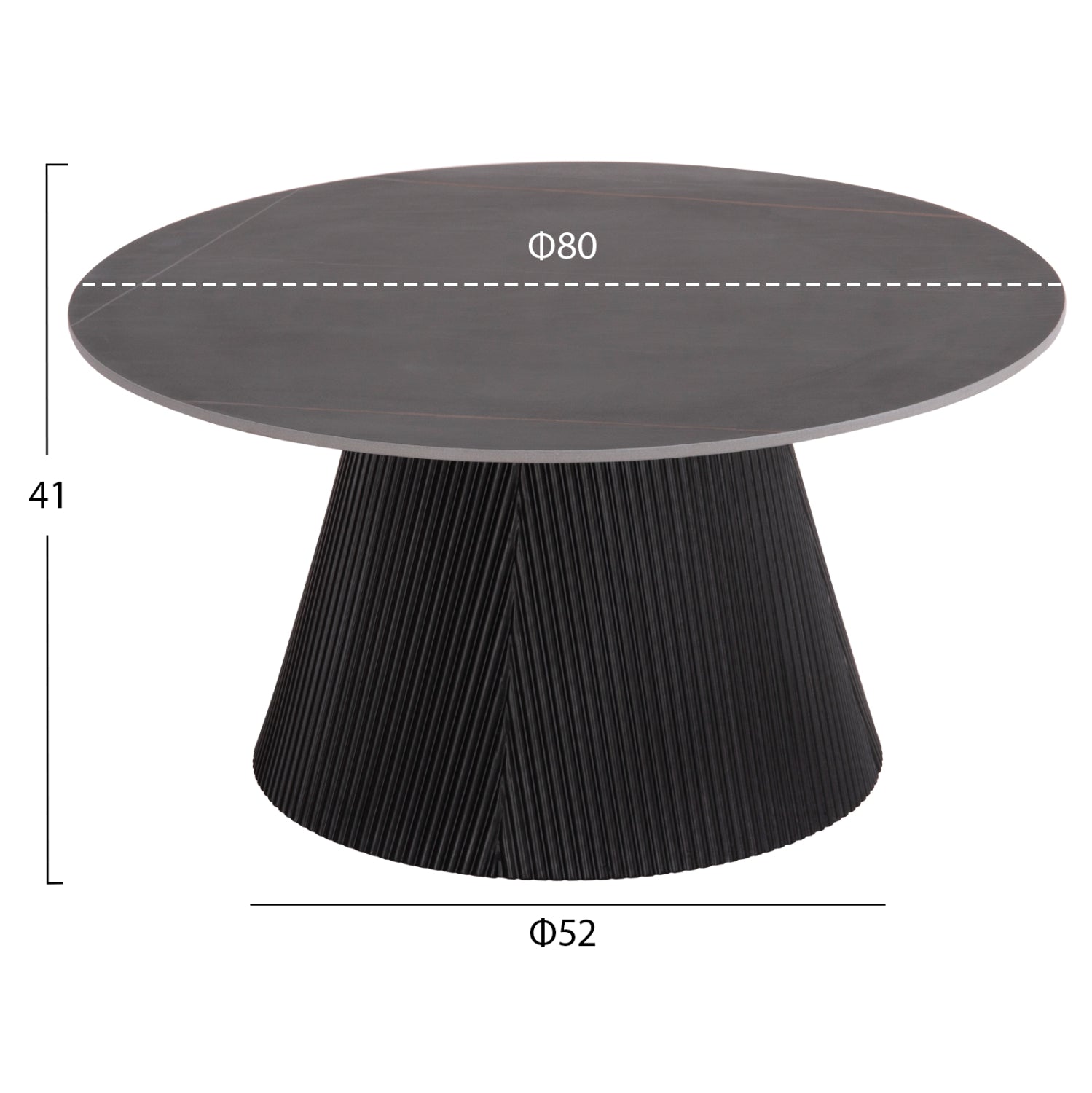 ΤΡΑΠΕΖΙ ΣΑΛΟΝΙΟΥ DUNCAN HM18022.01 ΚΕΡΑΜΙΚΟ TOP-MDF ΒΑΣΗ-ΜΑΥΡΟ Φ80x41Υεκ. - Pakobazaar
