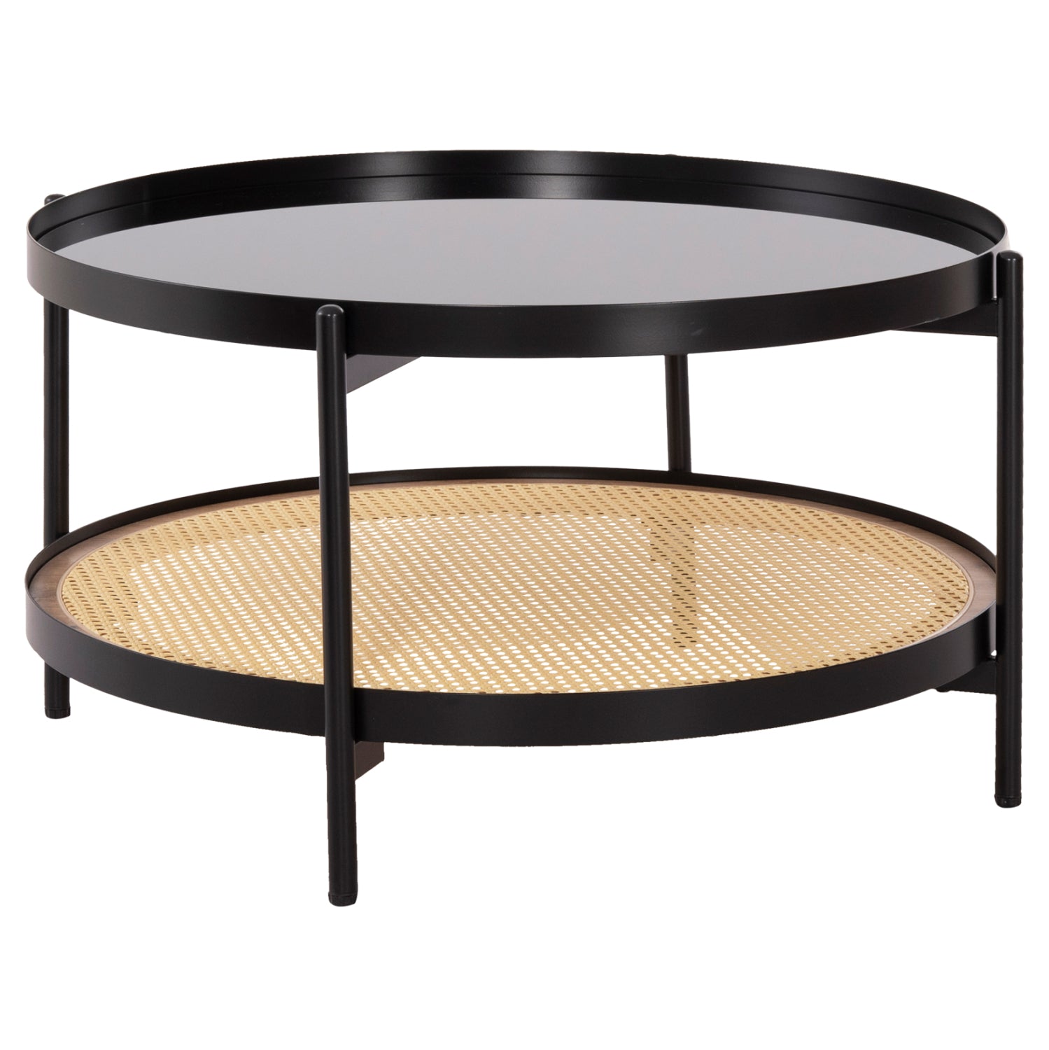 ΤΡΑΠΕΖΙ ΣΑΛΟΝΙΟΥ SEITZ HM18030 ΓΥΑΛΙ TOP-ΜΕΤΑΛΛΟ-RATTAN ΣΕ ΦΥΣΙΚΟ Φ80x45Υεκ. - Pakobazaar